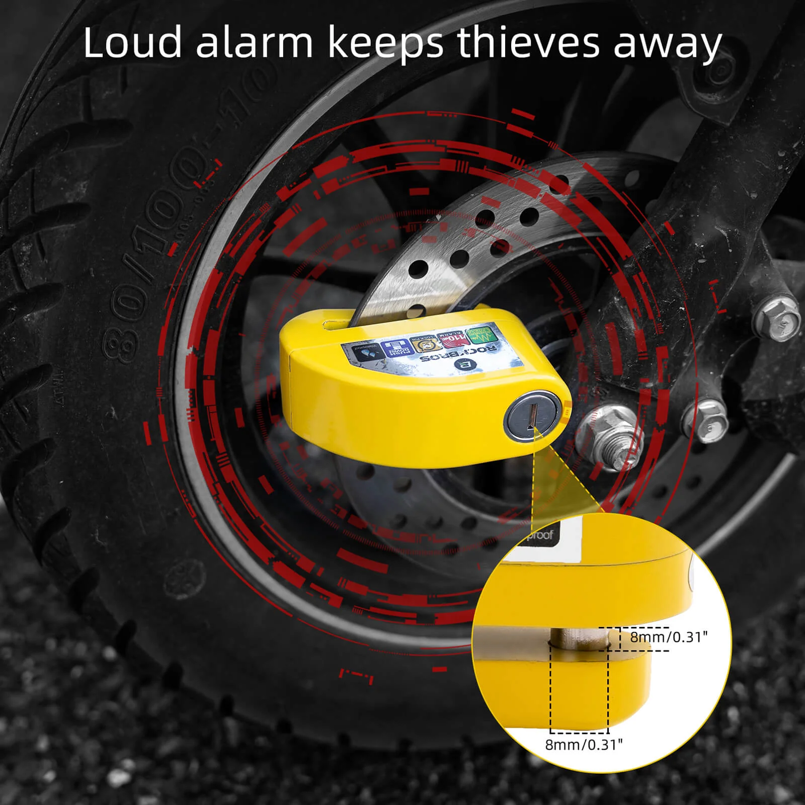 110dB Alarm Disc Brake Lock Anti-Theft Motorcycle Lock with Reminder Cable - Image 11