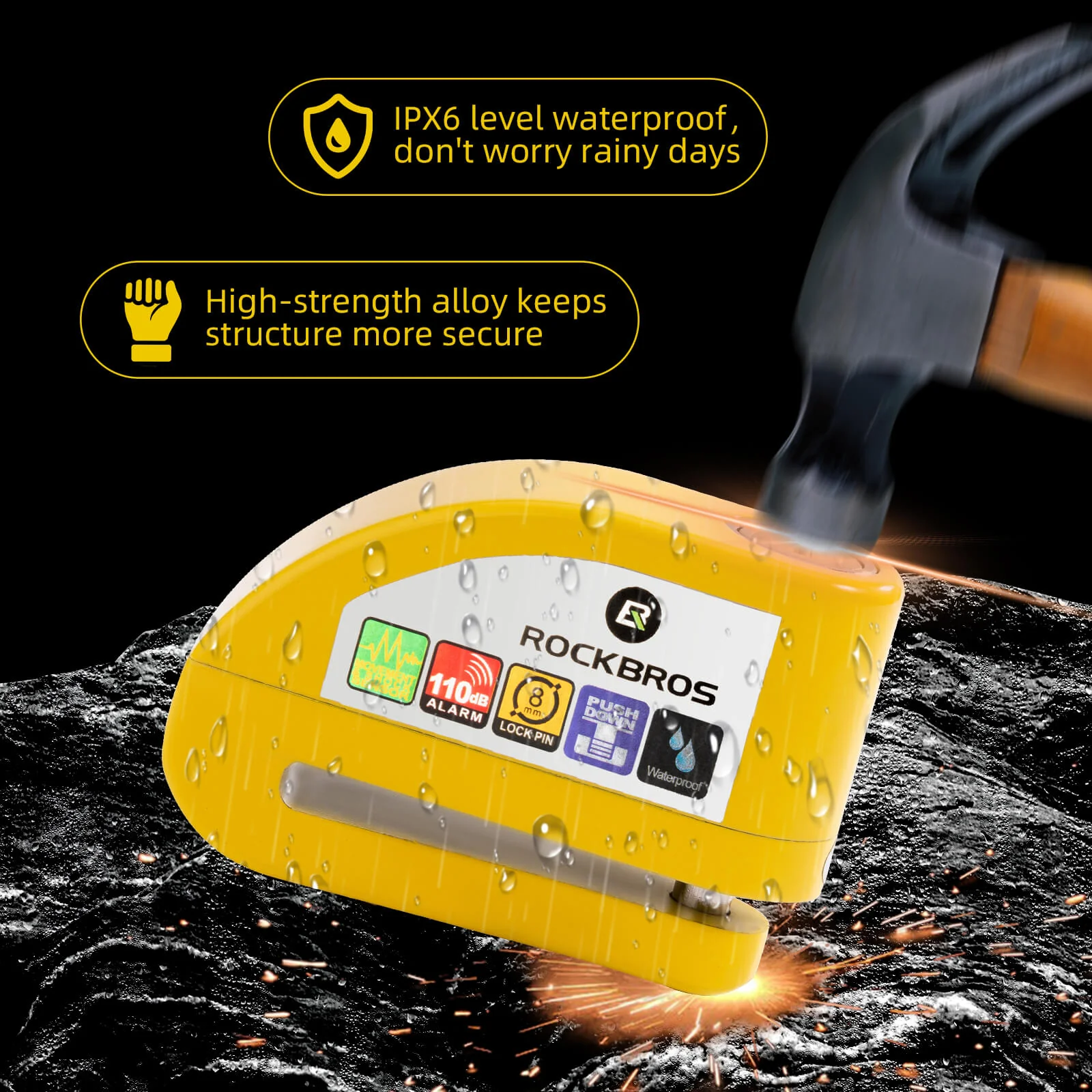 110dB Alarm Disc Brake Lock Anti-Theft Motorcycle Lock with Reminder Cable - Image 12