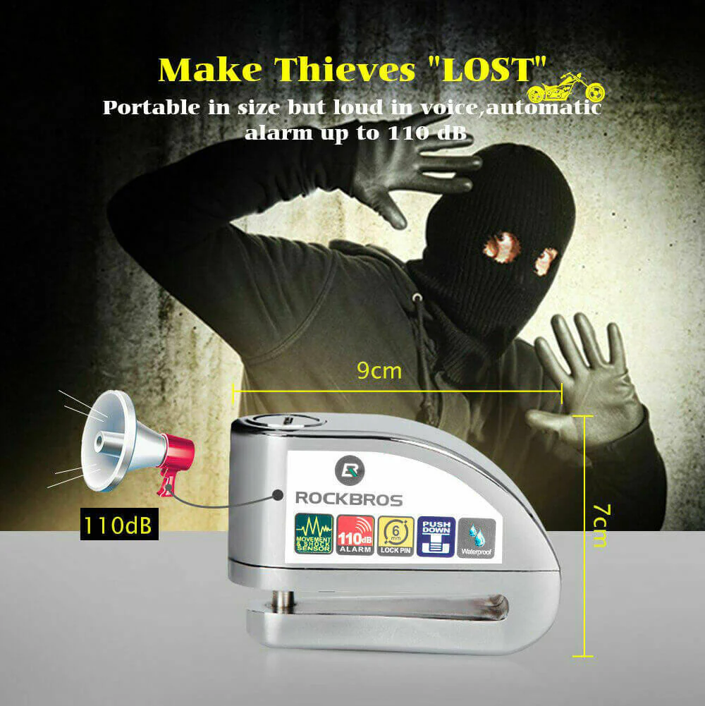 110dB Alarm Disc Brake Lock Anti-Theft Motorcycle Lock with Reminder Cable - Image 3