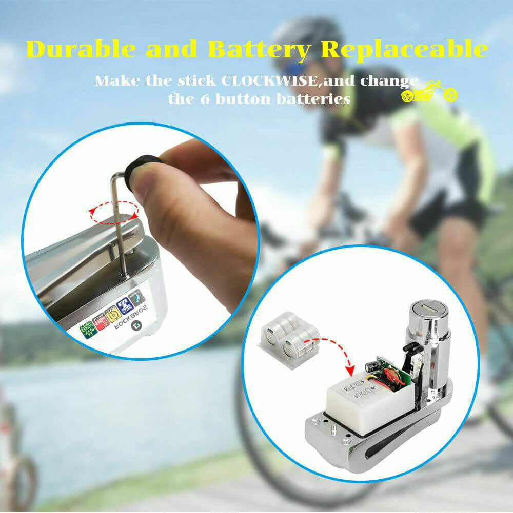 110dB Alarm Disc Brake Lock Anti-Theft Motorcycle Lock with Reminder Cable - Image 4