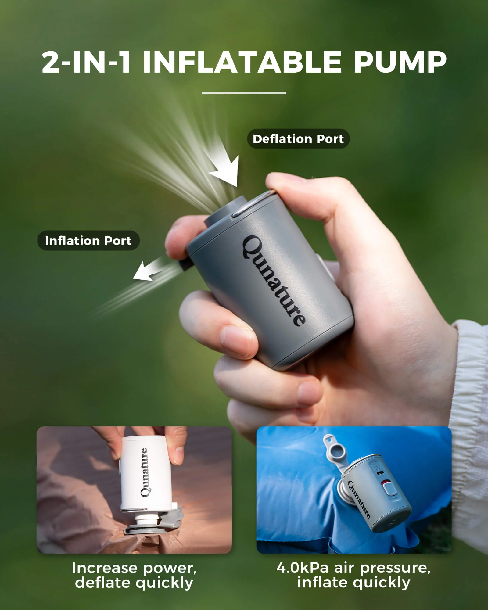 2-in-1 Air Pump 800mAh USB-Rechargeable for Outdoor Gear - Image 3