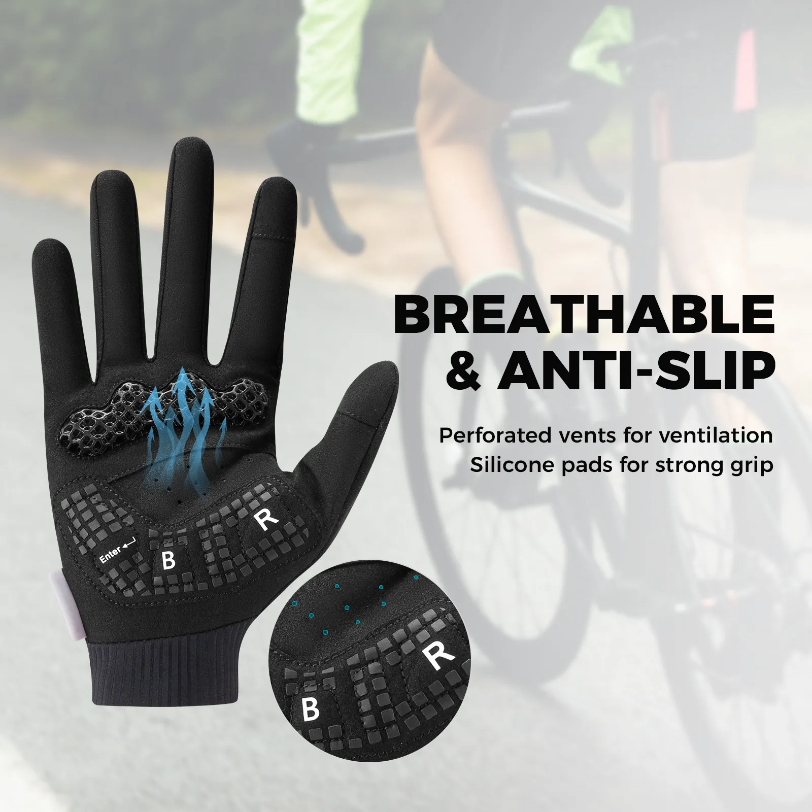 3D Full Finger Cycling Gloves Touchscreen Breathable S405 - Image 13