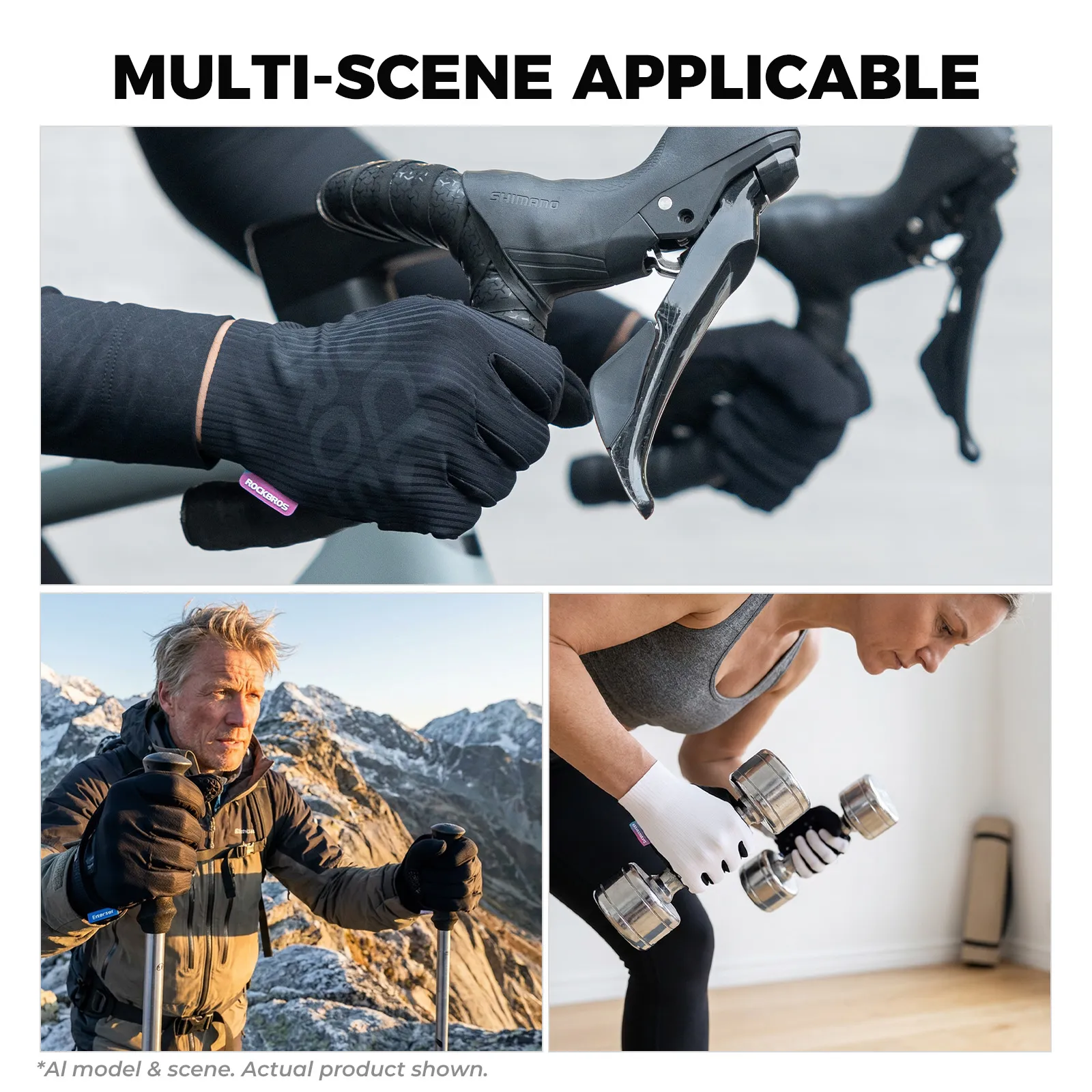 3D Full Finger Cycling Gloves Touchscreen Breathable S405 - Image 15