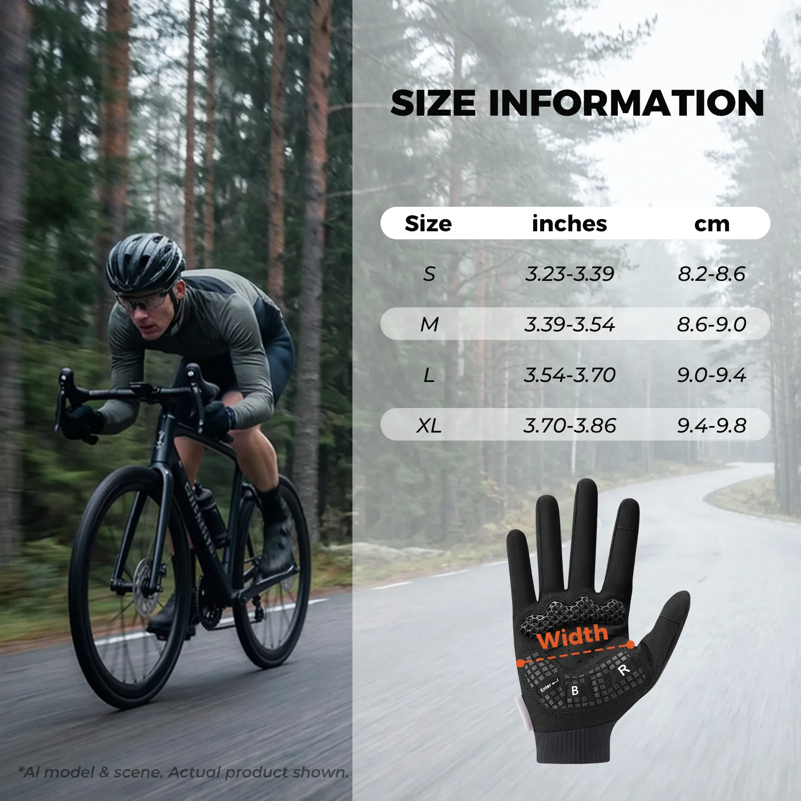 3D Full Finger Cycling Gloves Touchscreen Breathable S405 - Image 8
