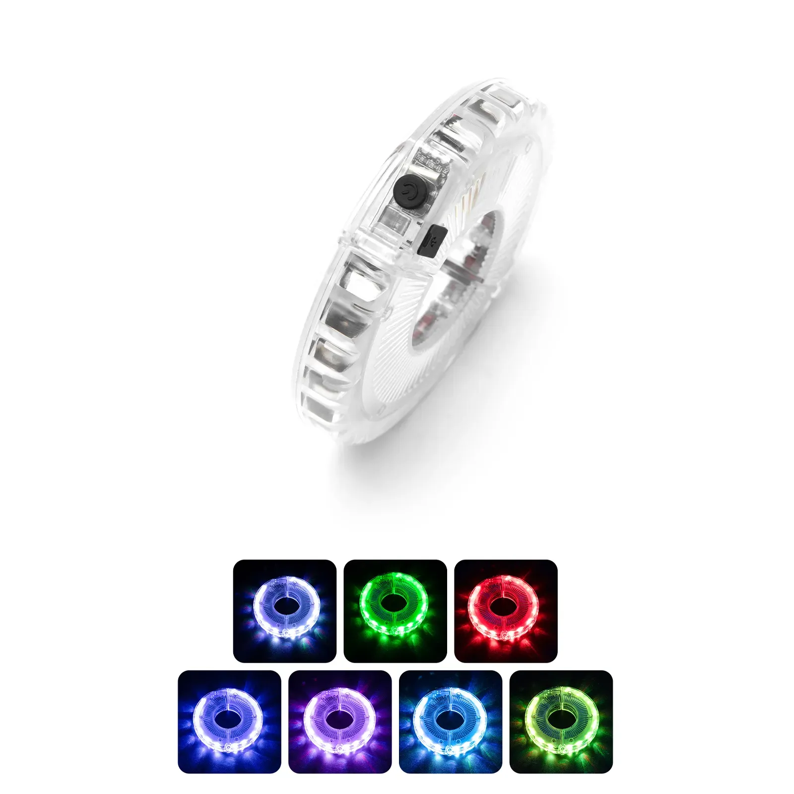 7-Colour LED Bicycle Hub Lights Rechargeable Night Safety - Image 2