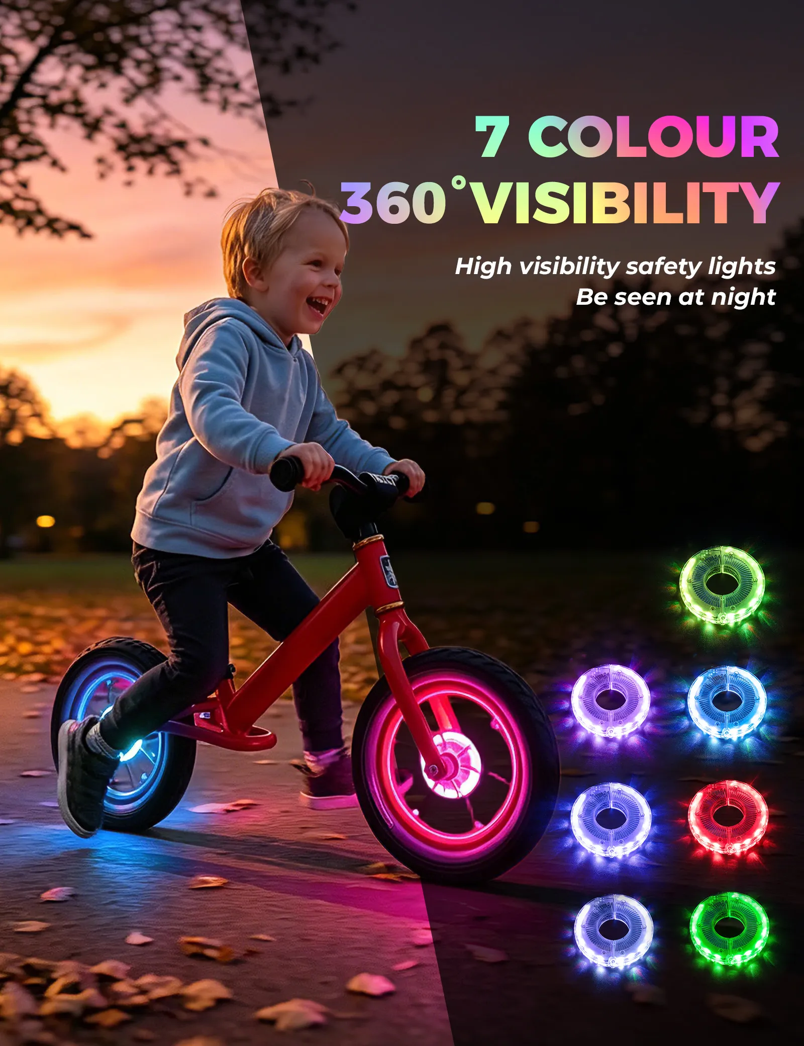 7-Colour LED Bicycle Hub Lights Rechargeable Night Safety - Image 3