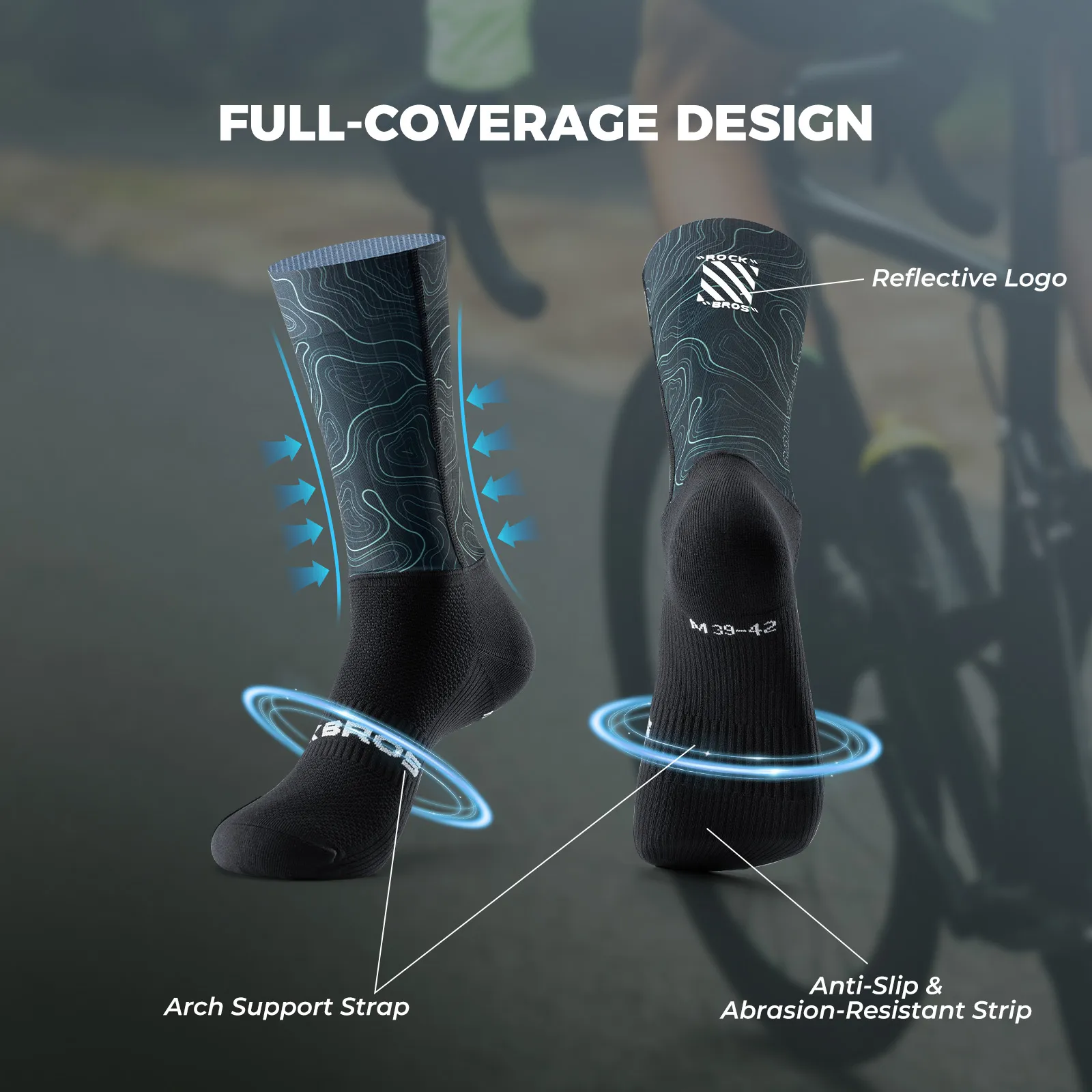 Aero Compression Cycling Socks Printed Performance Fit - Image 3