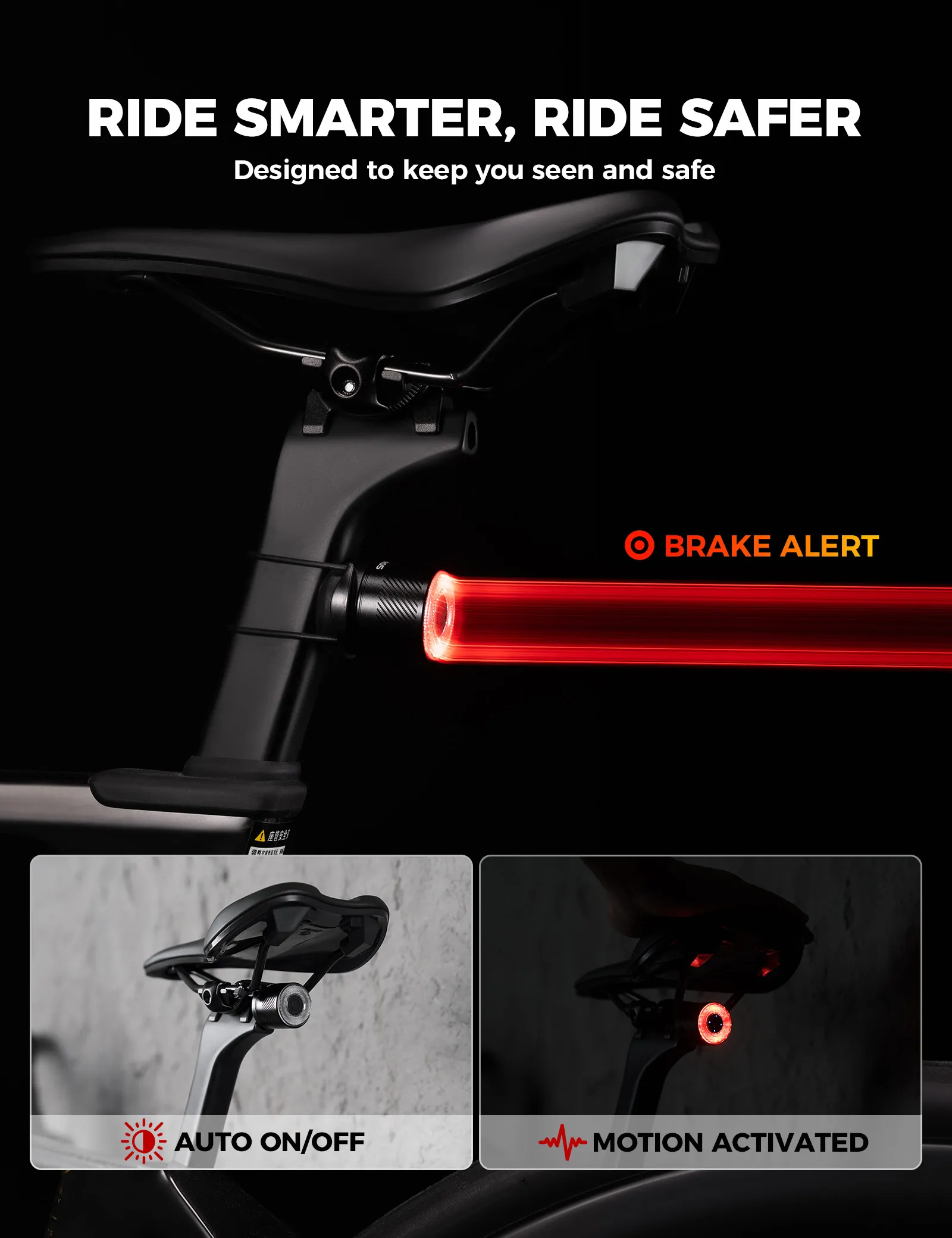 Aluminium Bike Tail Light Smart Vibration Sensor Q1 Ultra - Image 2