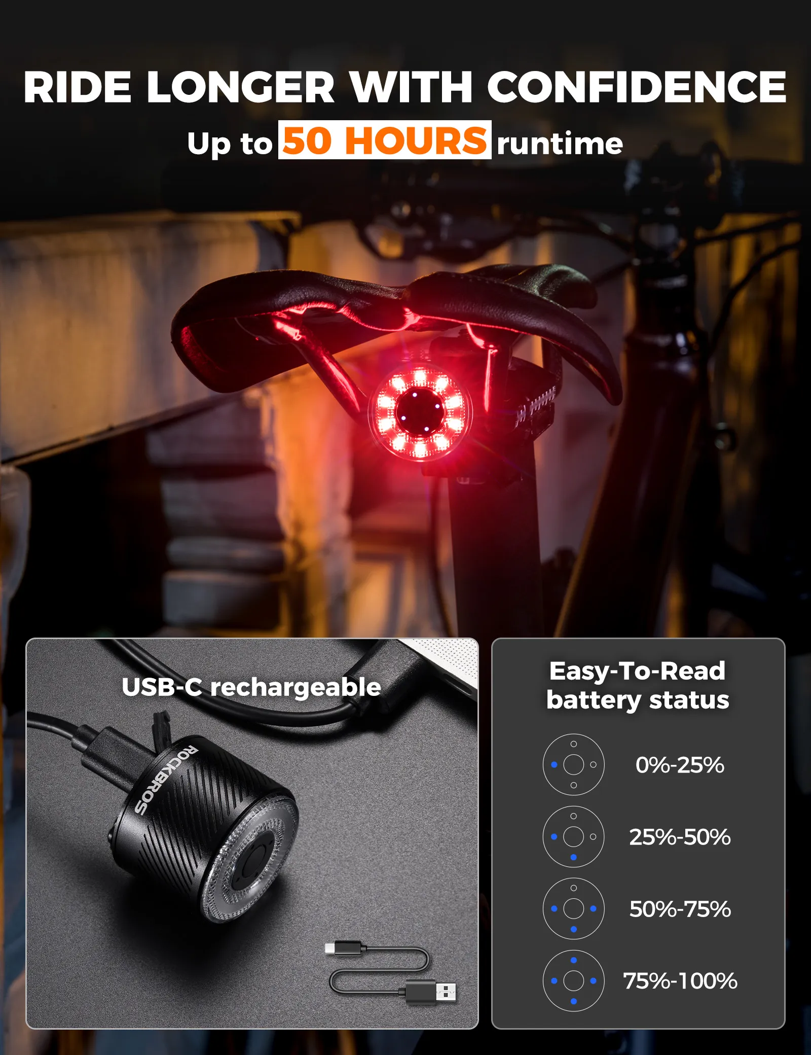 Aluminium Bike Tail Light Smart Vibration Sensor Q1 Ultra - Image 5
