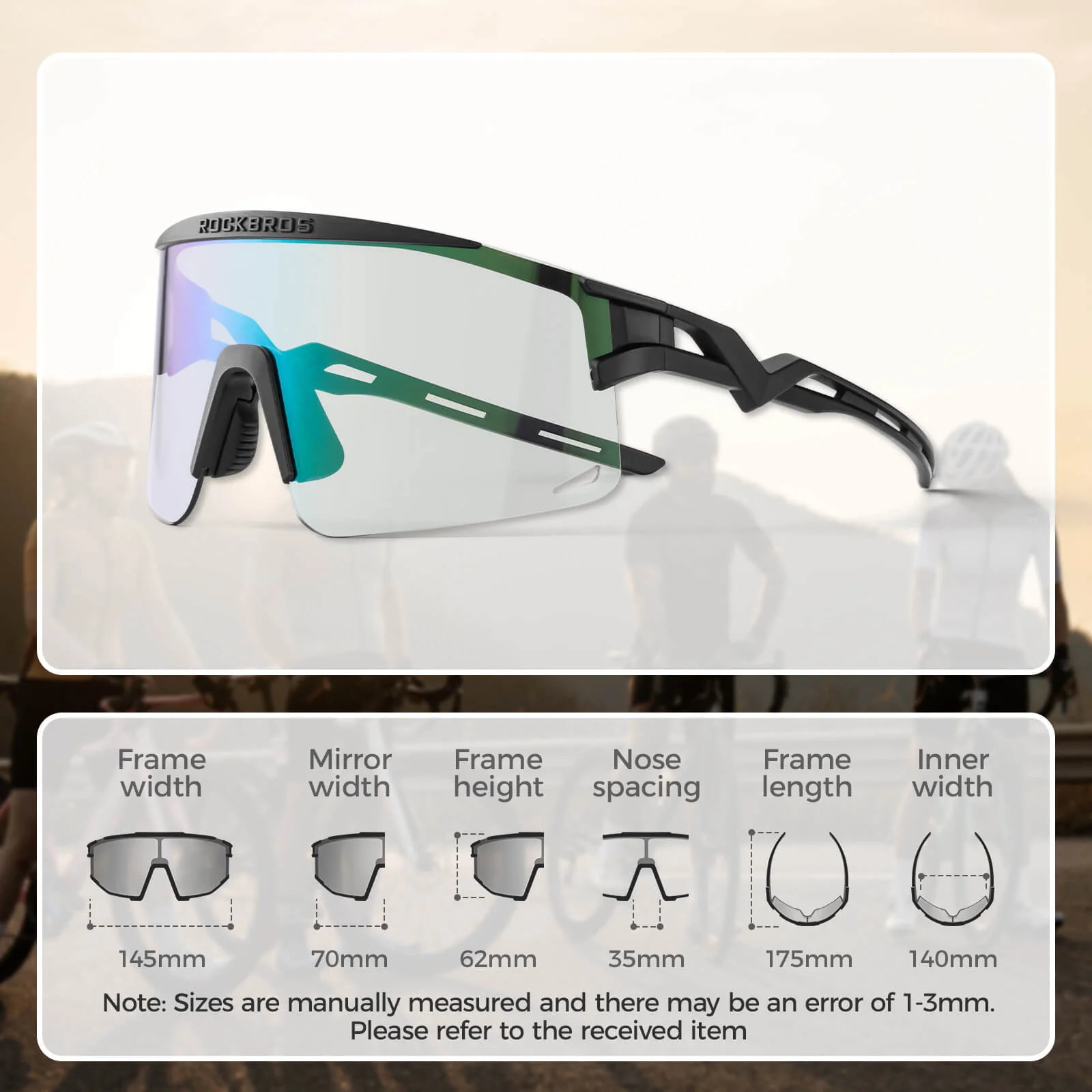 Anti-Fog Photochromic Cycling Sunglasses UV400 All-Day Riding SP337 - Image 12