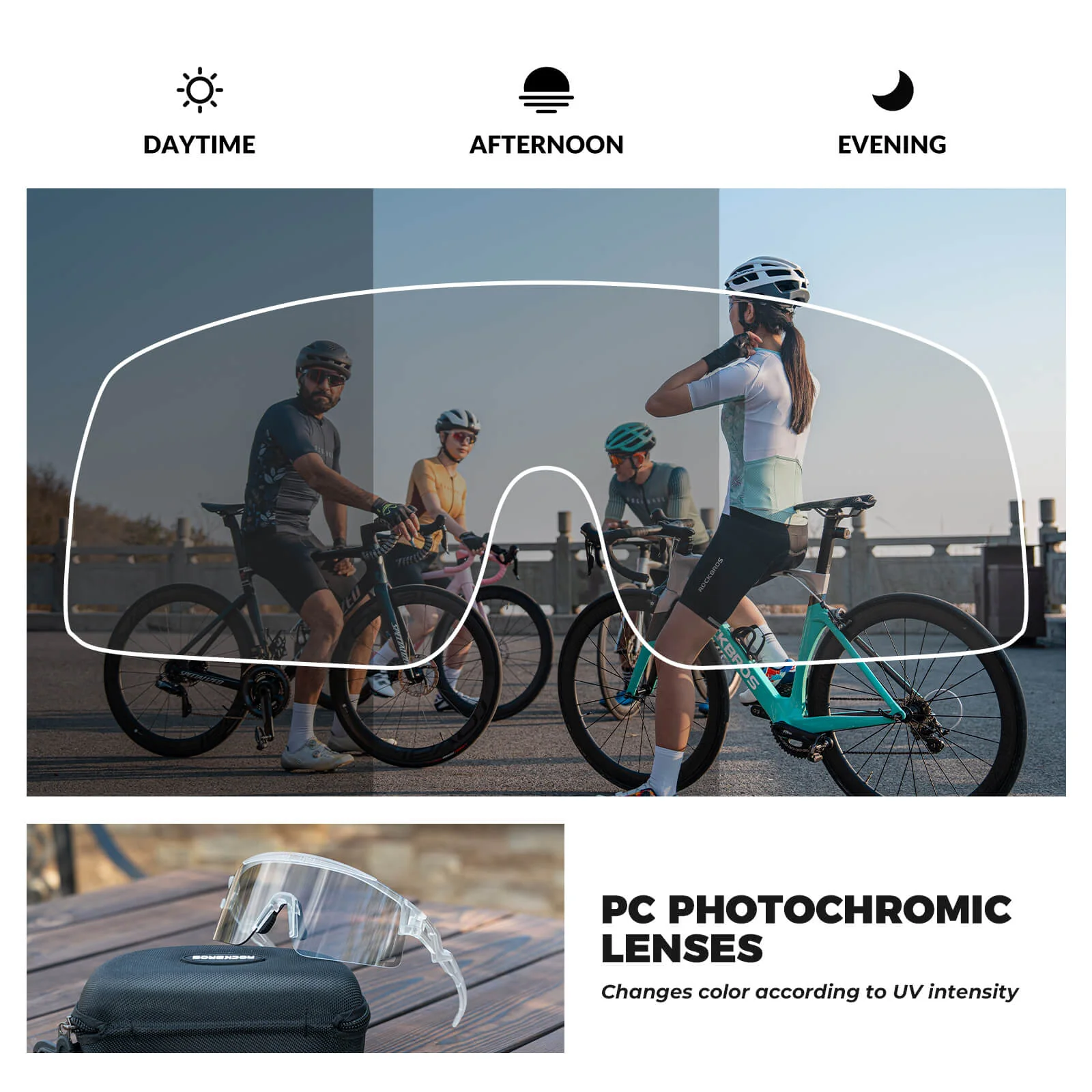 Anti-Fog Photochromic Cycling Sunglasses UV400 All-Day Riding SP337 - Image 3