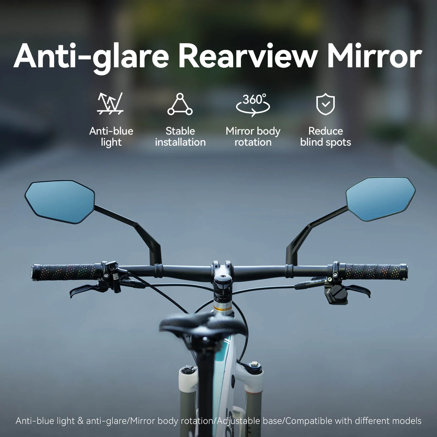 Anti-Glare Bike Mirror with Panoramic Safety Visibility Durable Nylon - Image 4
