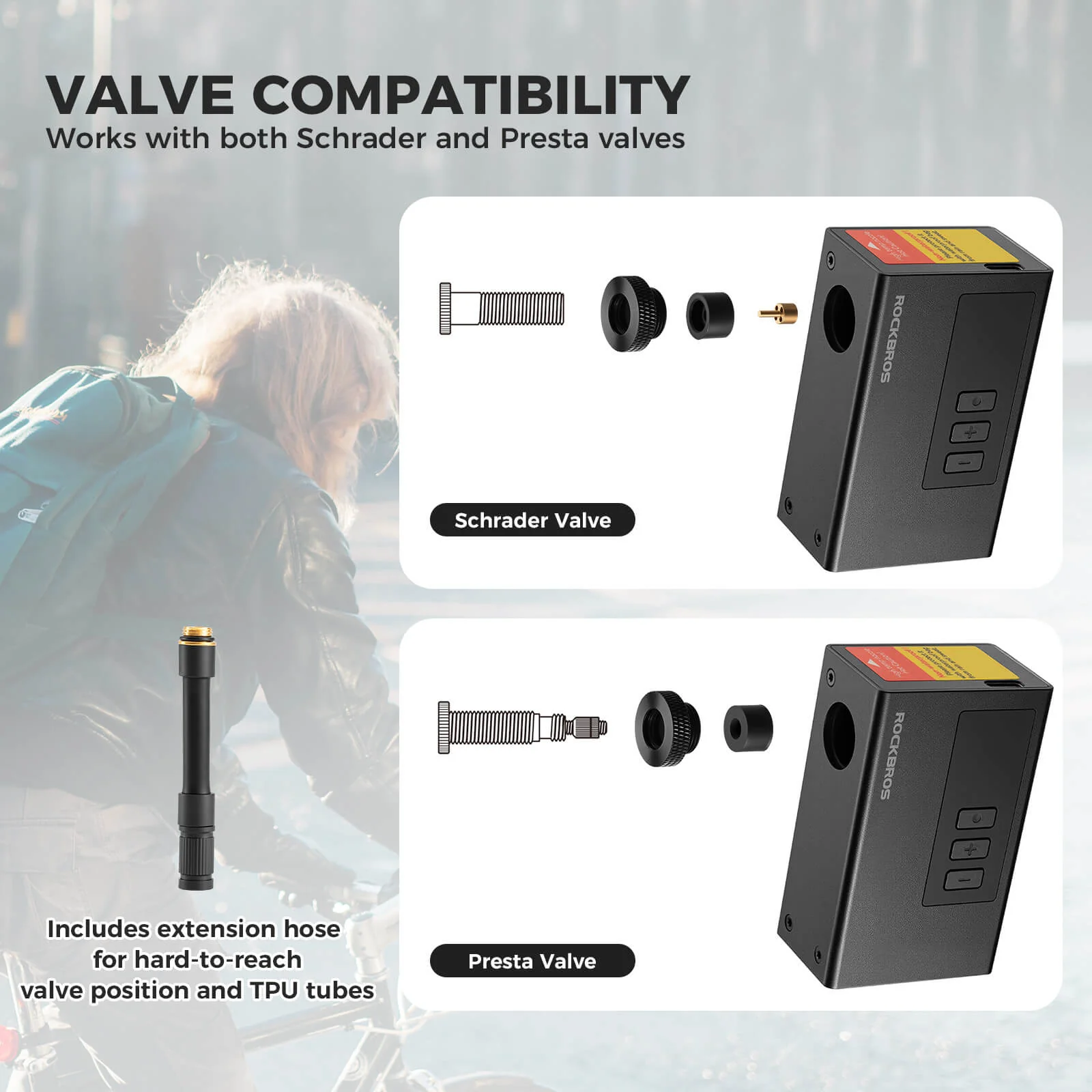AS240 Portable Electric Air Pump 120PSI with LED Indicator Presta/Schrader Valve - Image 6
