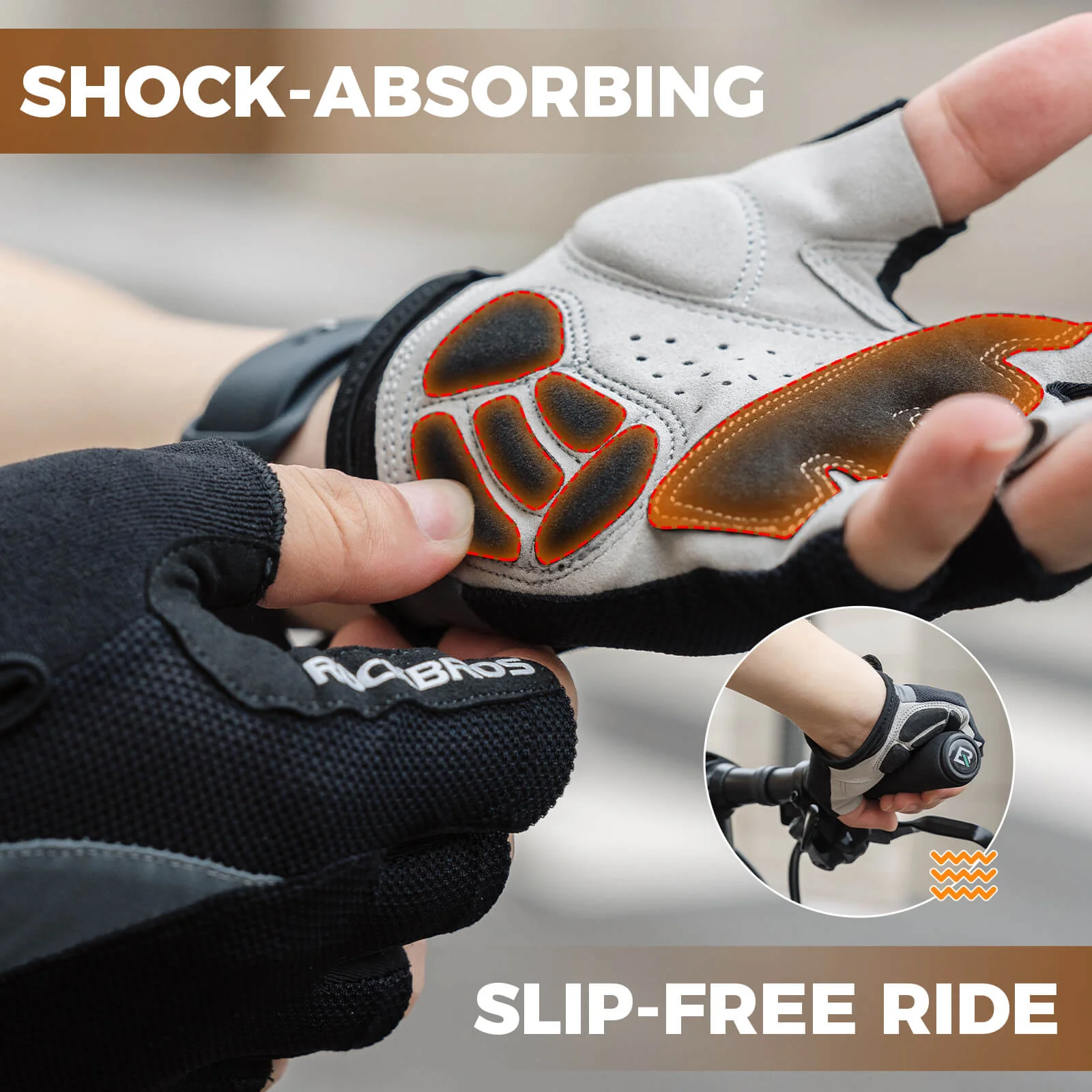Breathable Half Finger Cycling Gloves with SBR Shock Padding Unisex - Image 3