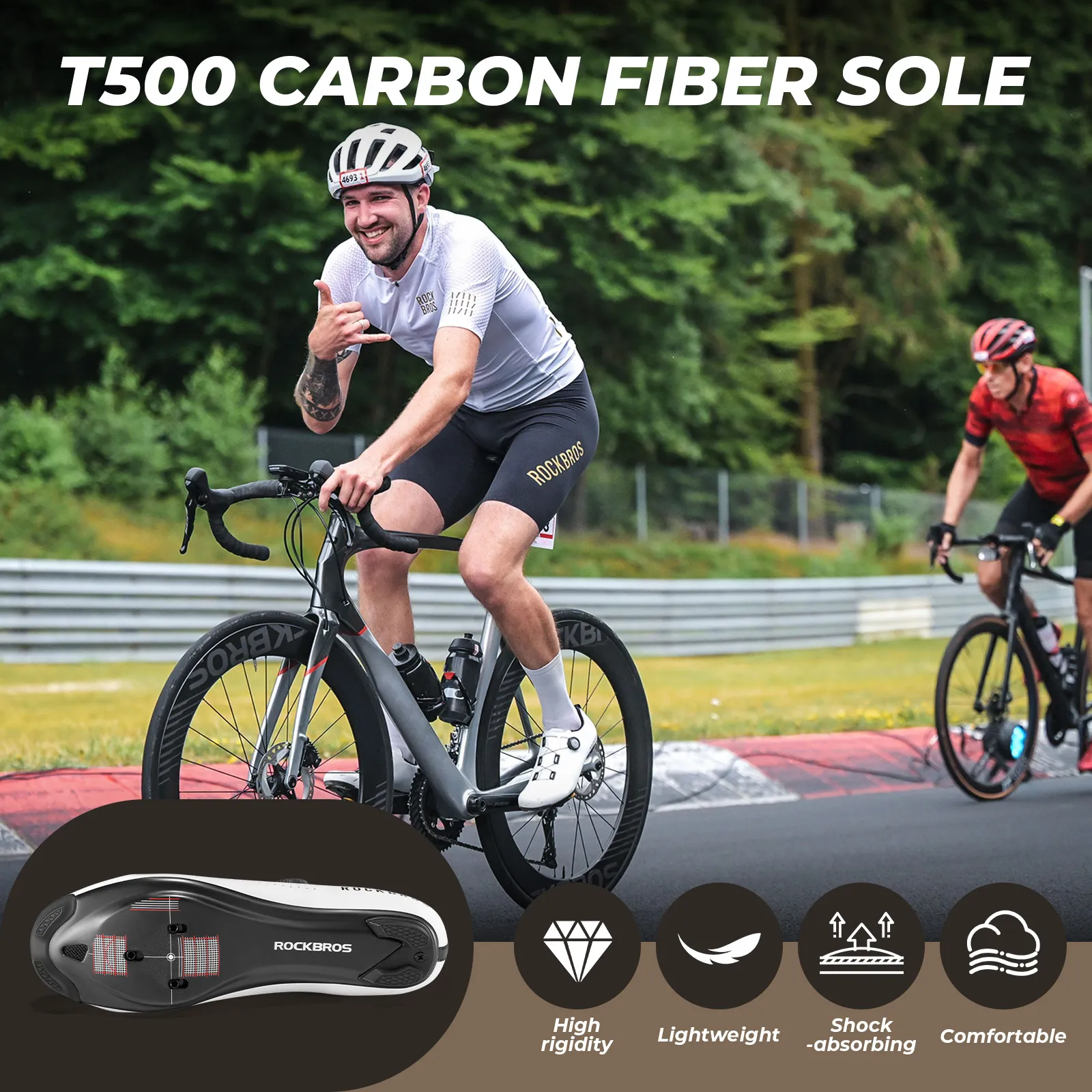 Carbon Sole Cycling Shoes Lightweight Road Bike Shoes CR5 - Image 6