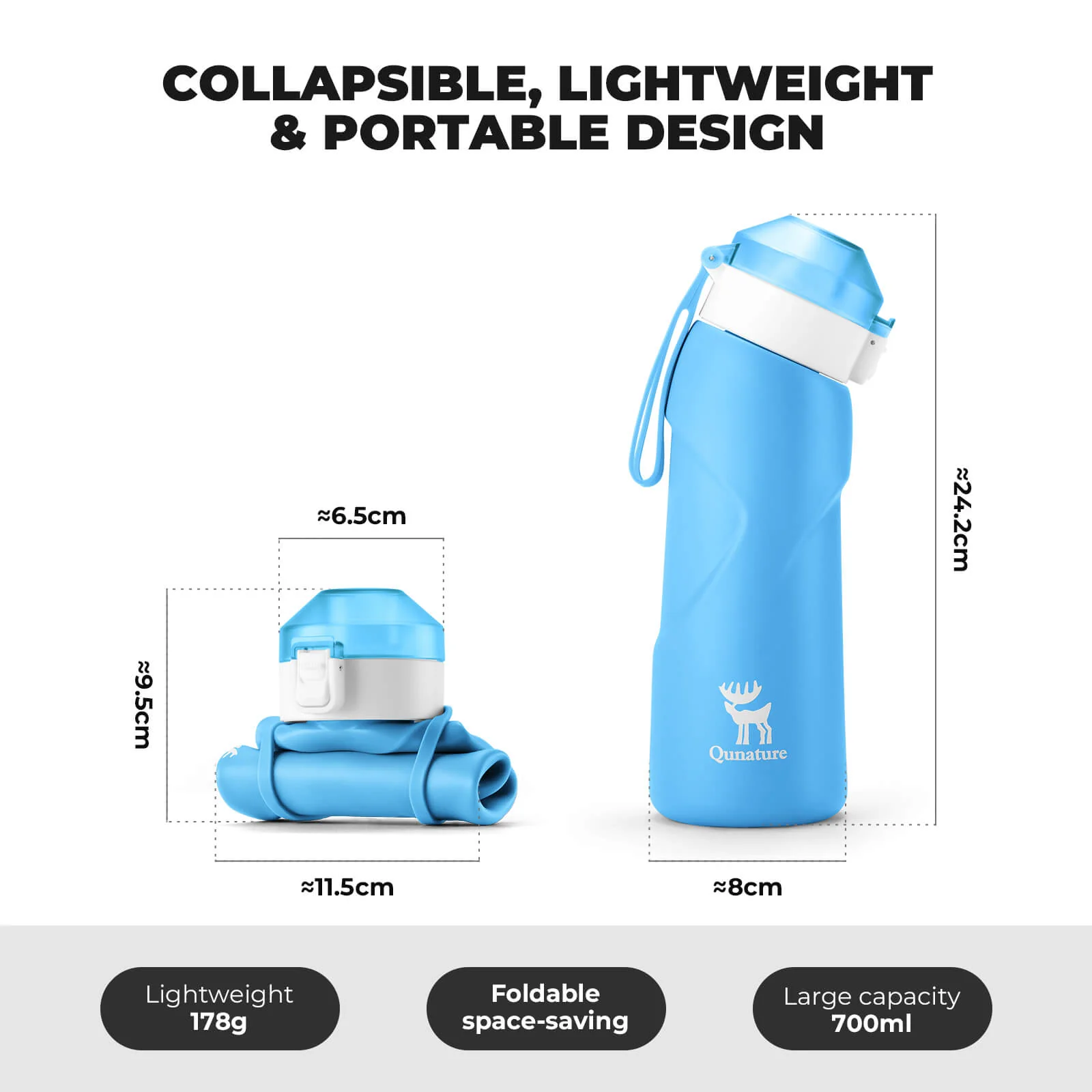 Collapsible Silicone Water Bottle 700ml - Image 10