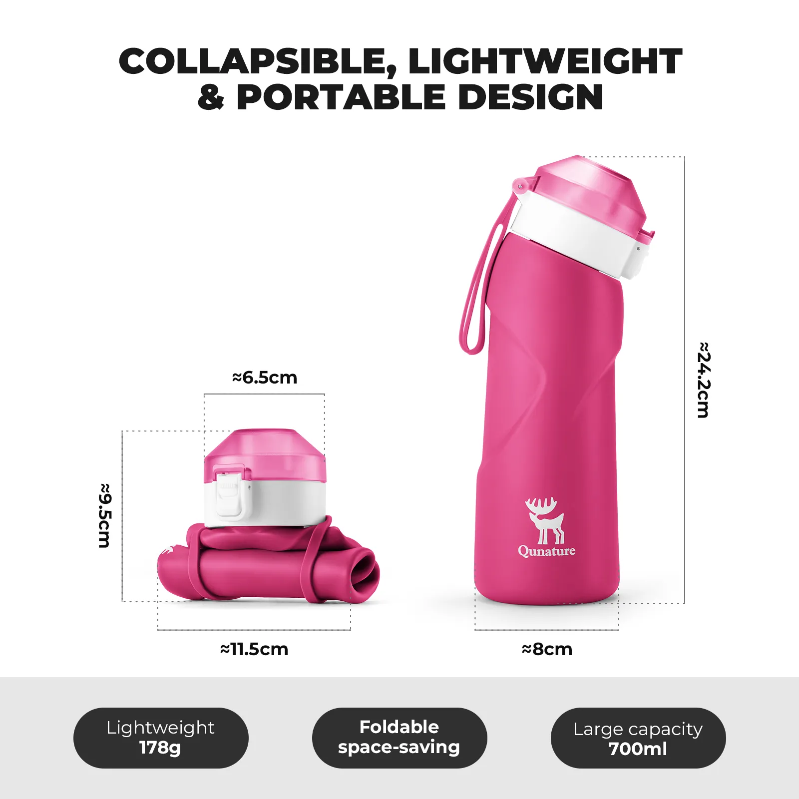 Collapsible Silicone Water Bottle 700ml - Image 18