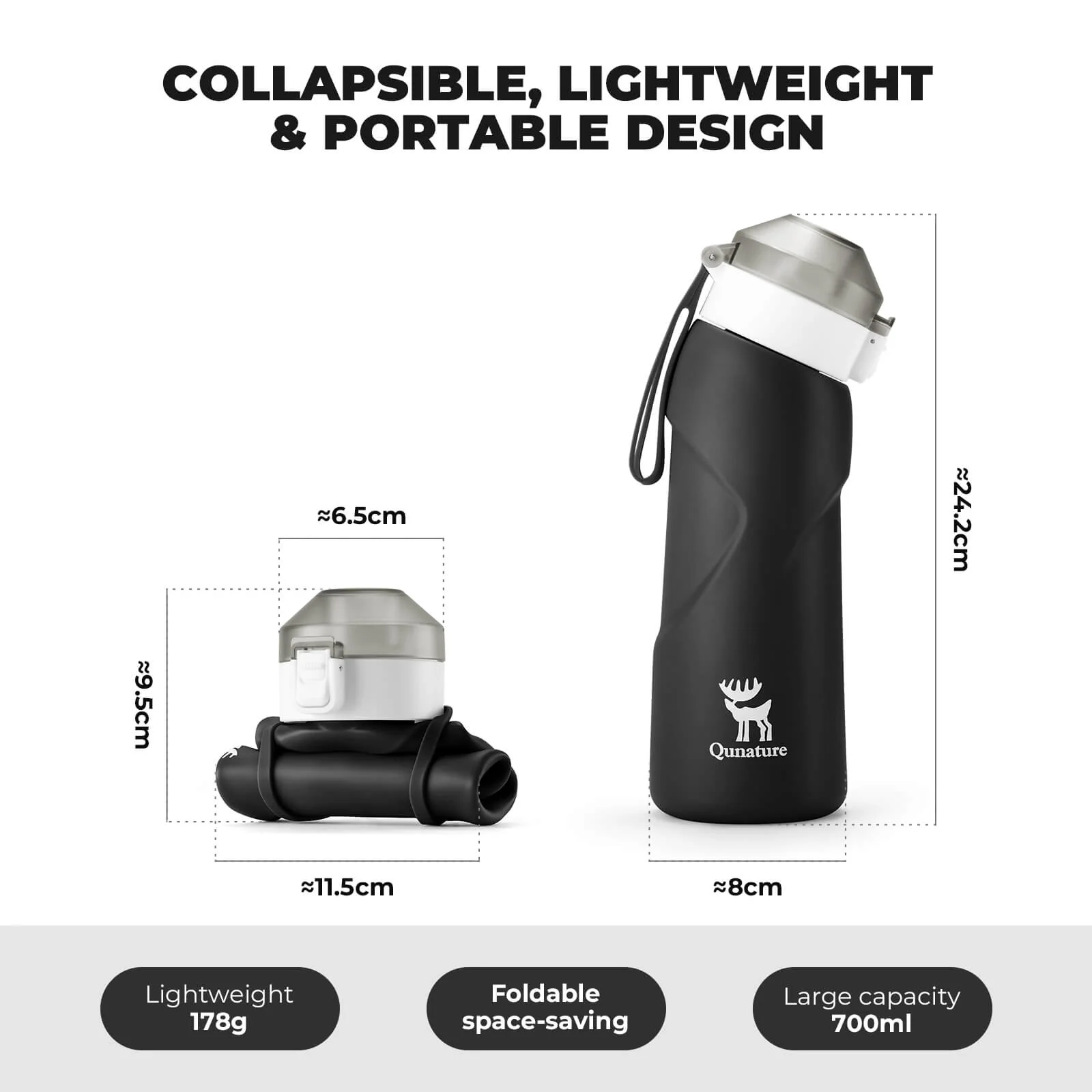 Collapsible Silicone Water Bottle 700ml - Image 3
