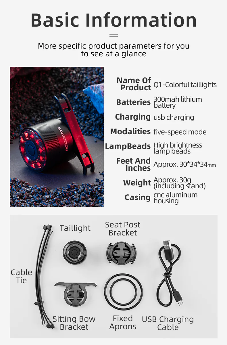 ROCKBROS Multiple Color Bike Tail Light Q1 - Image 9