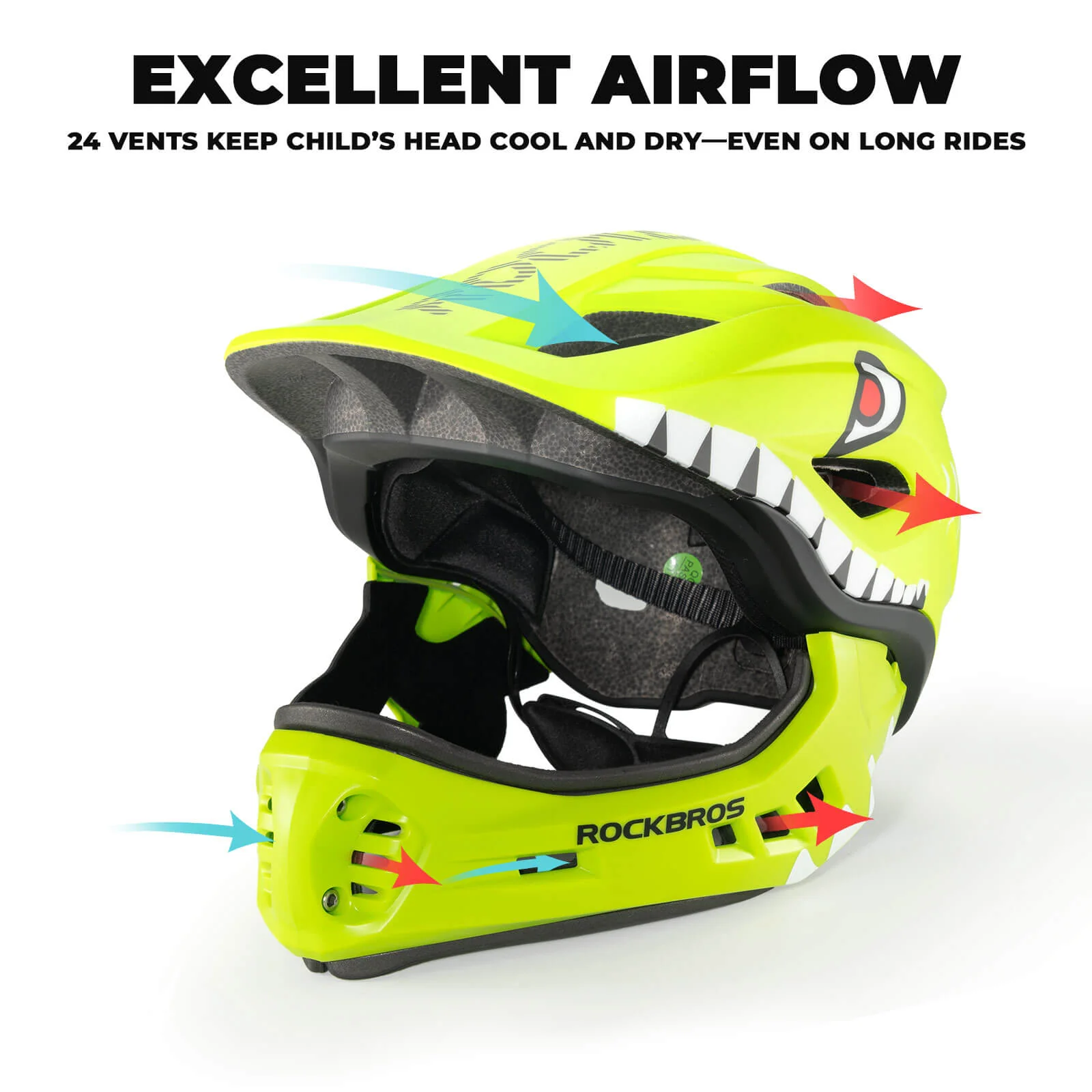 Critter Kids MTB Bike Helmet Full Face Protection with Removable Chin Guard TT-32 - Image 11