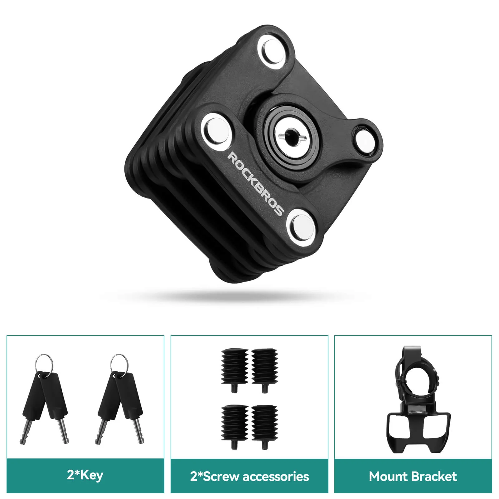 Cube-Style Foldable Combination Chain Lock with Frame Mount - Image 4