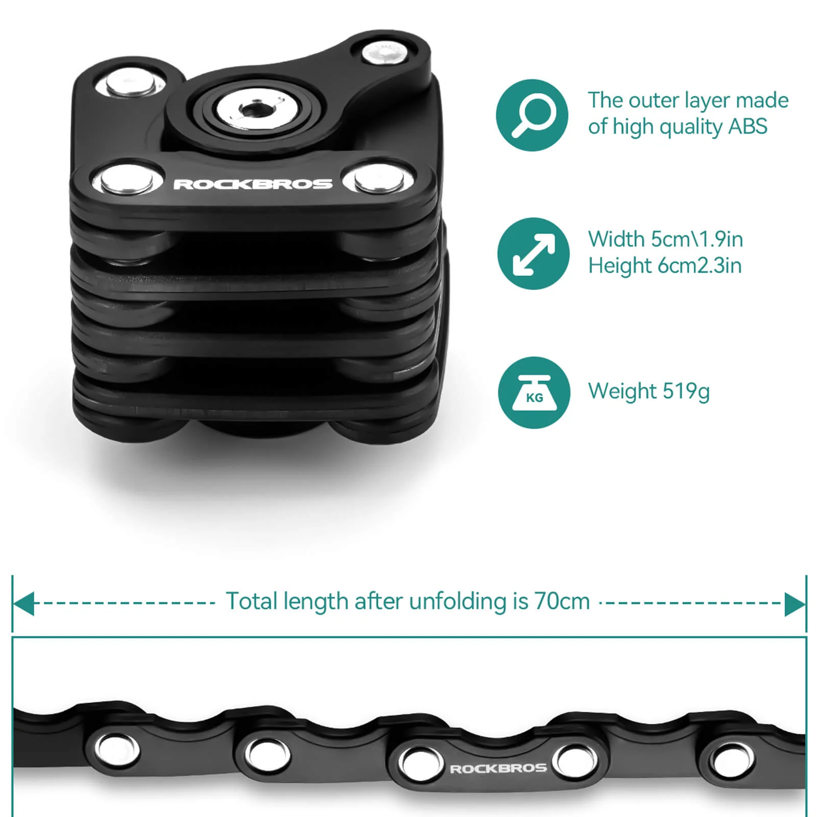 Cube-Style Foldable Combination Chain Lock with Frame Mount - Image 7