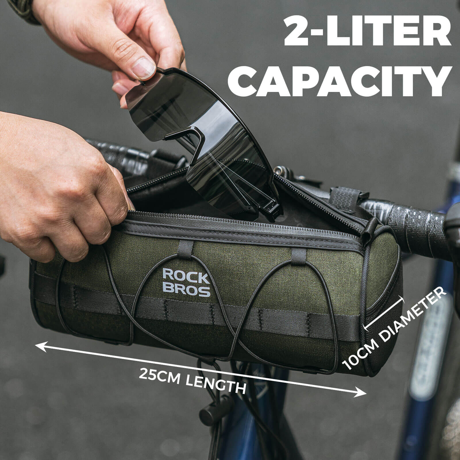 Cycling Handlebar Roll Bag Safety Reflective Logo 2L - Image 3