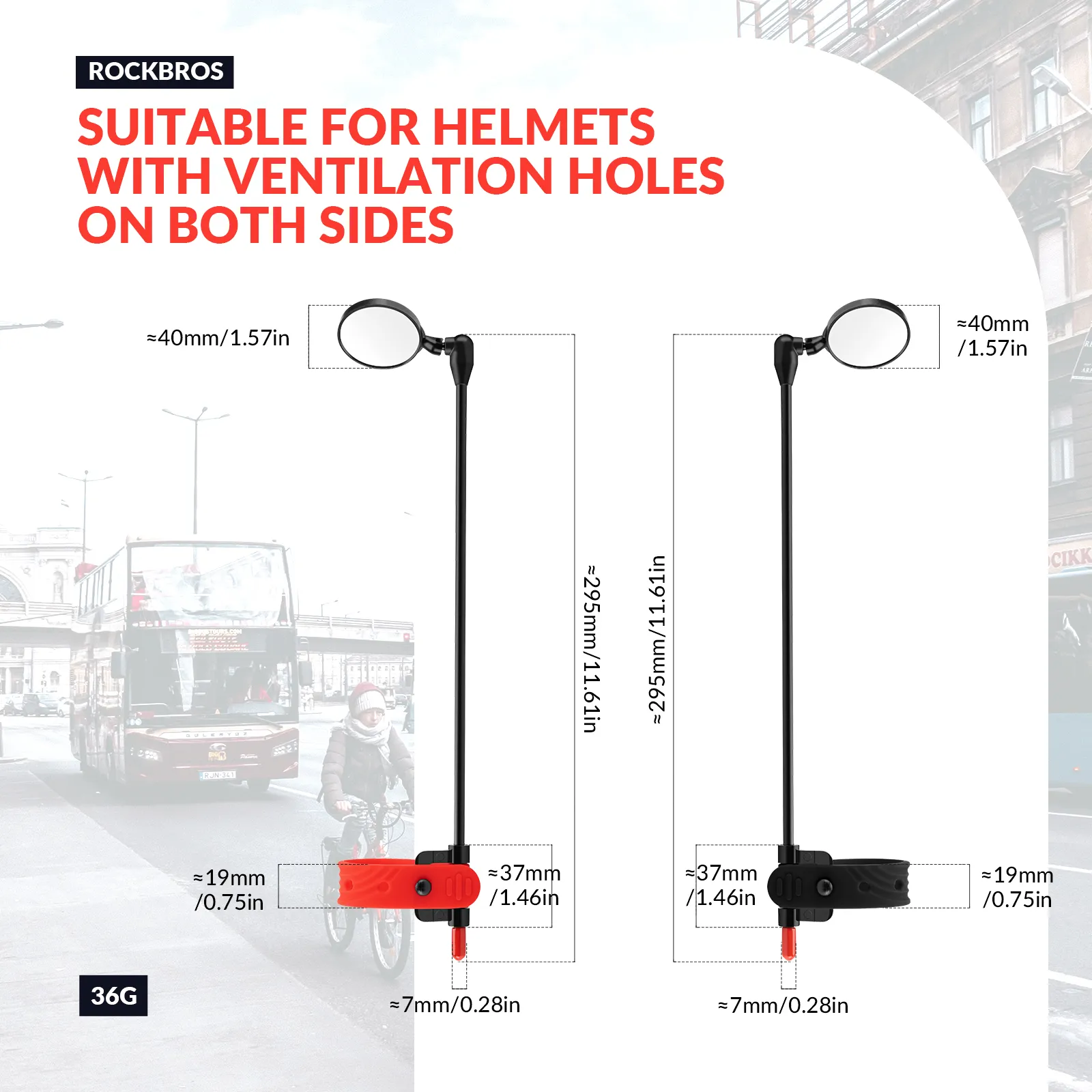 Cycling Helmet Mirror Adjustable Extendable Arm - Image 3