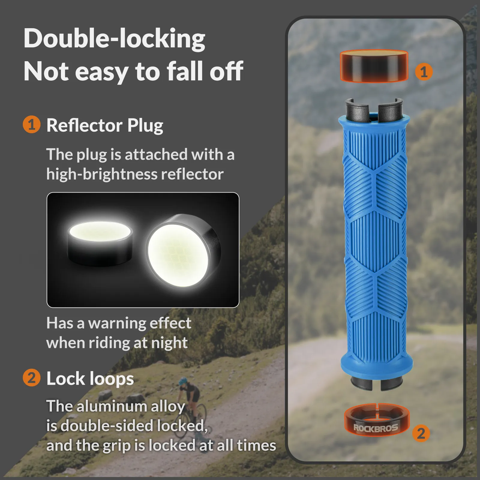 Double Lock-On Bike Handlebar Grips for 22.2mm Bars - Image 12
