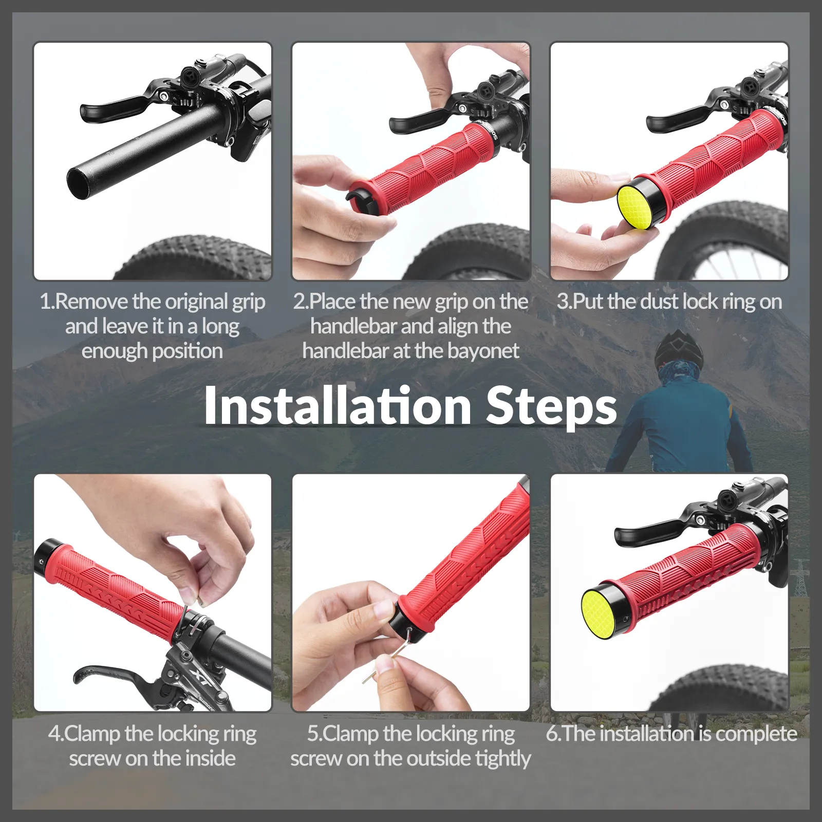 Double Lock-On Bike Handlebar Grips for 22.2mm Bars - Image 28
