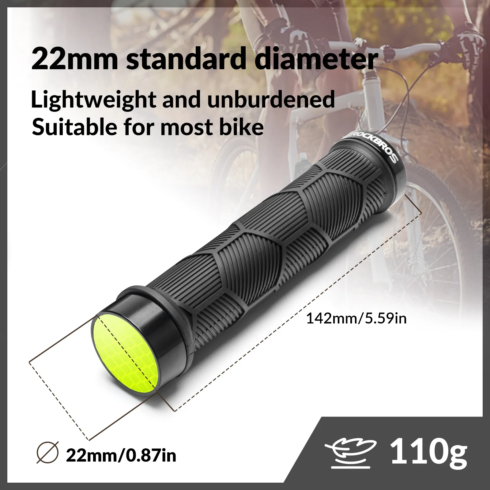 Double Lock-On Bike Handlebar Grips for 22.2mm Bars - Image 3