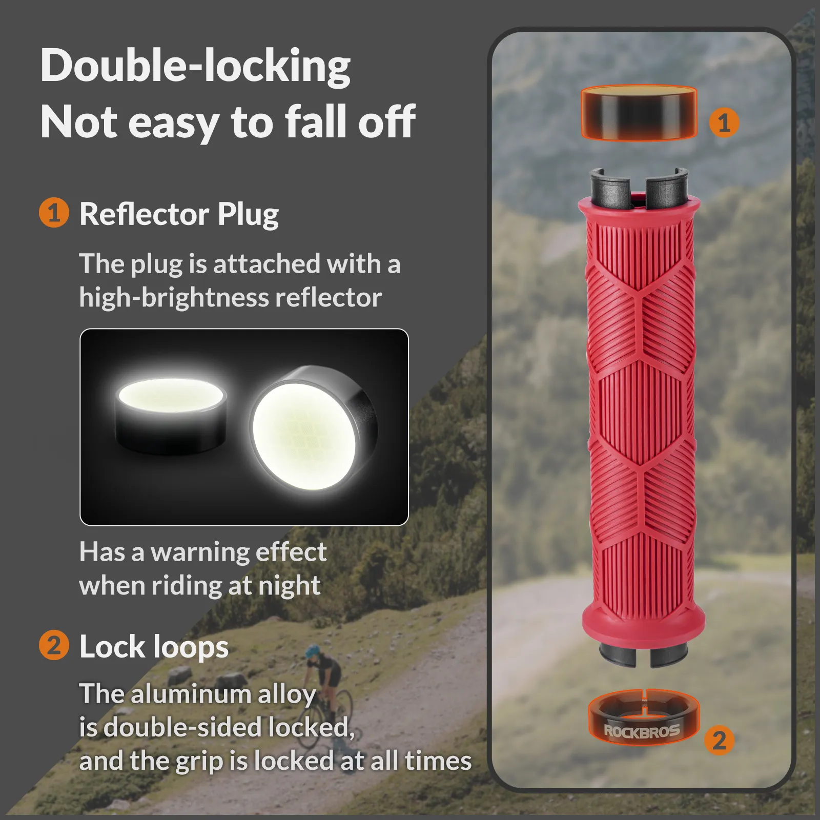 Double Lock-On Bike Handlebar Grips for 22.2mm Bars - Image 33