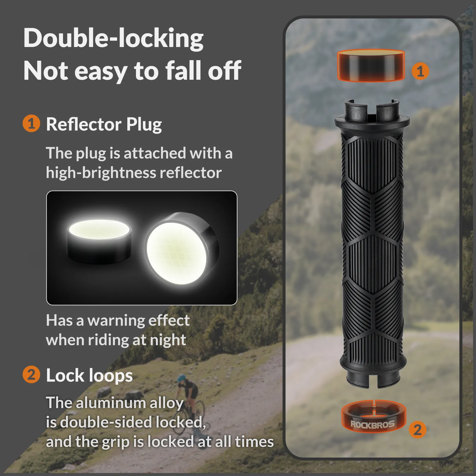 Double Lock-On Bike Handlebar Grips for 22.2mm Bars - Image 5