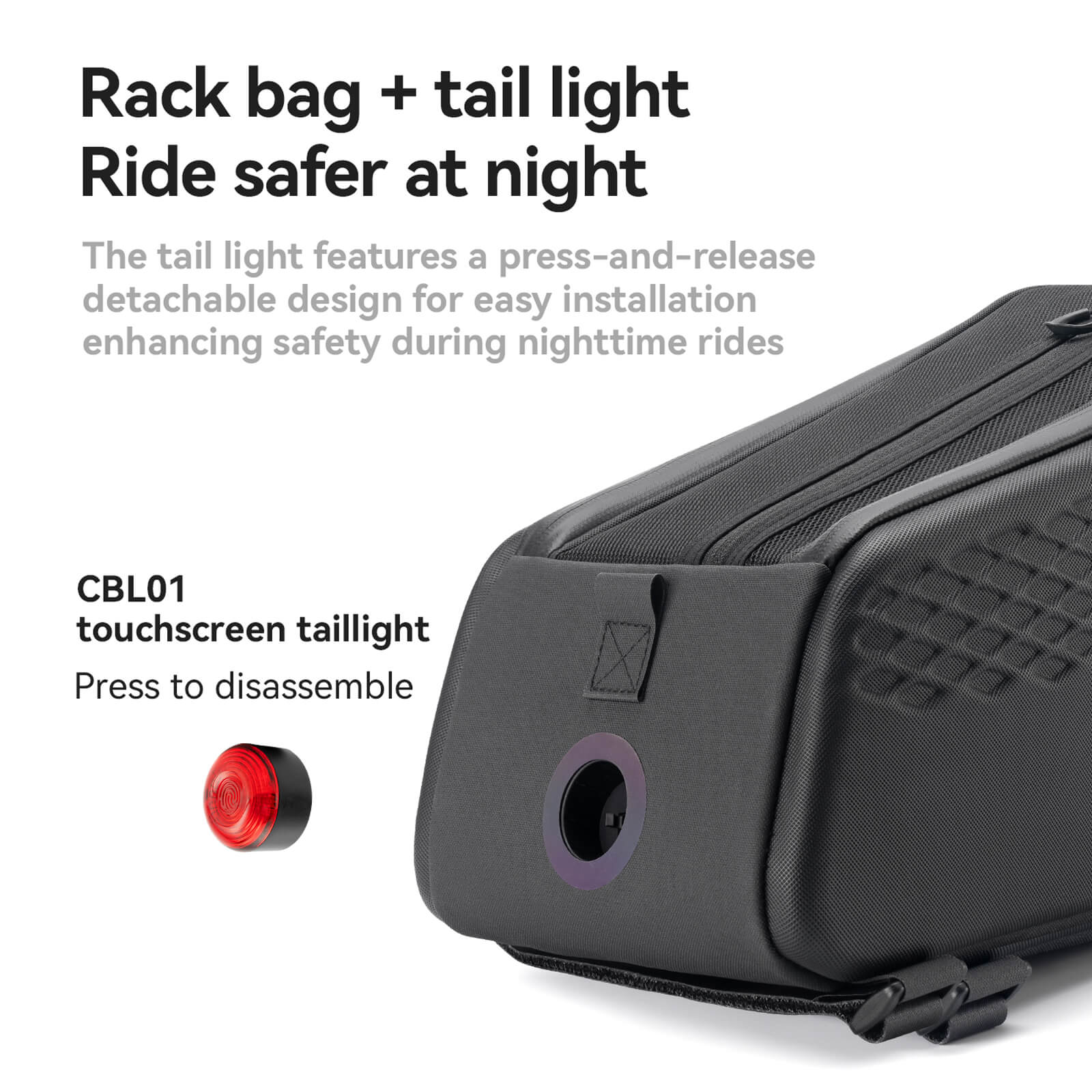 Durable 3-Digit Lock Bicycle Rear Rack Bag with LED Taillight 7L - Image 5
