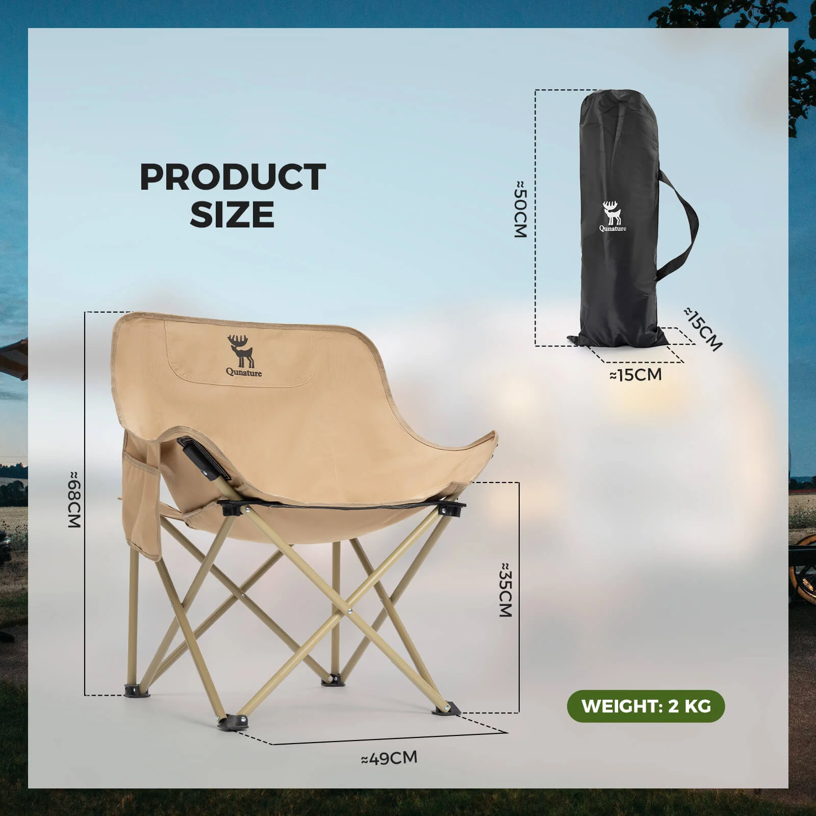 Durable Moon Camping Chair Quick-Fold Portable - Image 2