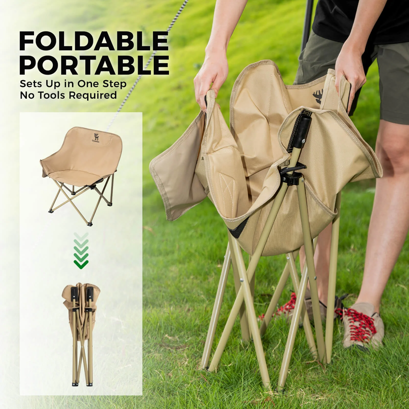 Durable Moon Camping Chair Quick-Fold Portable - Image 4