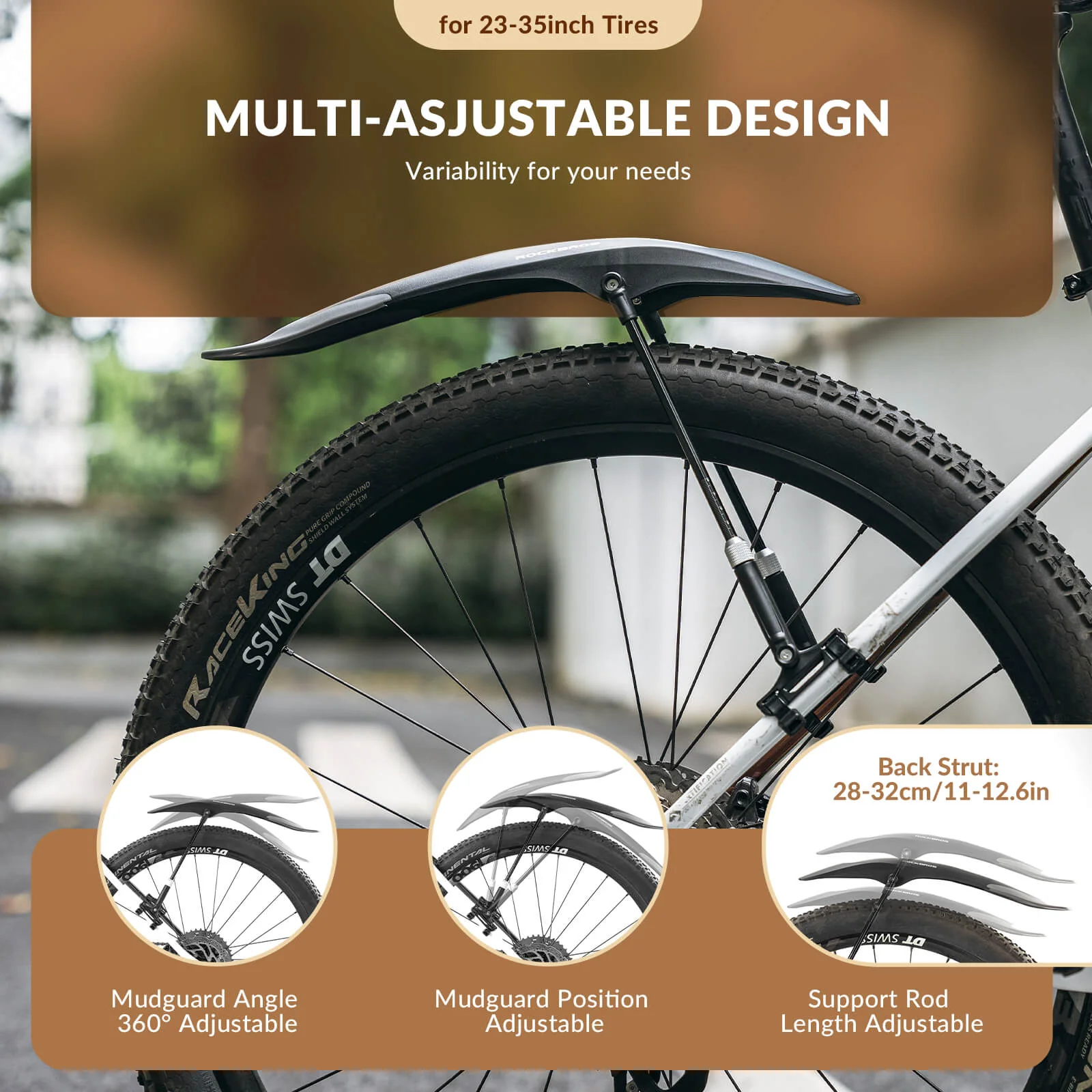 Durable Mudguards Set Adjustable Front & Rear Bike Fenders for 26-29 inch - Image 15