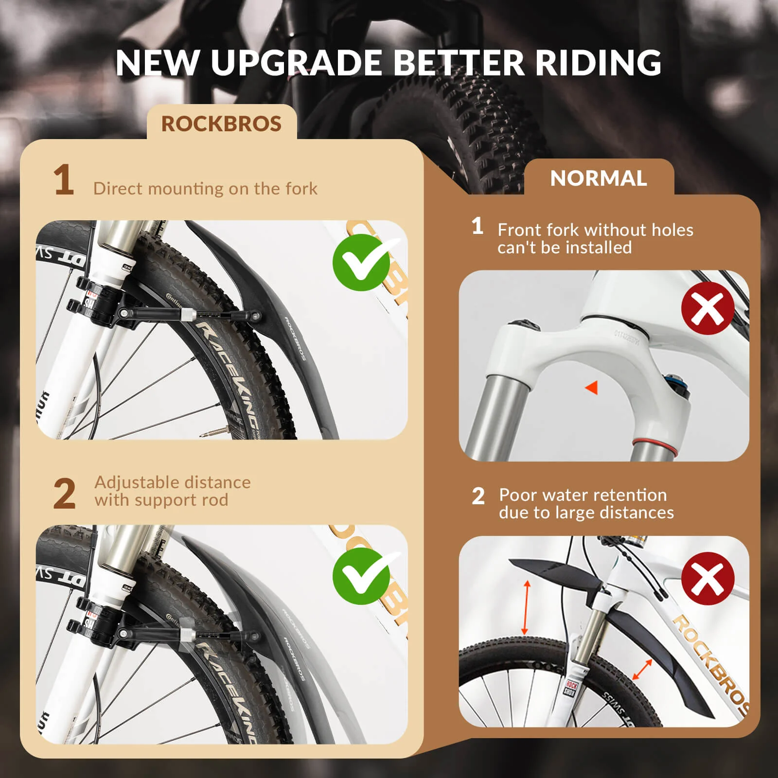 Durable Mudguards Set Adjustable Front & Rear Bike Fenders for 26-29 inch - Image 16