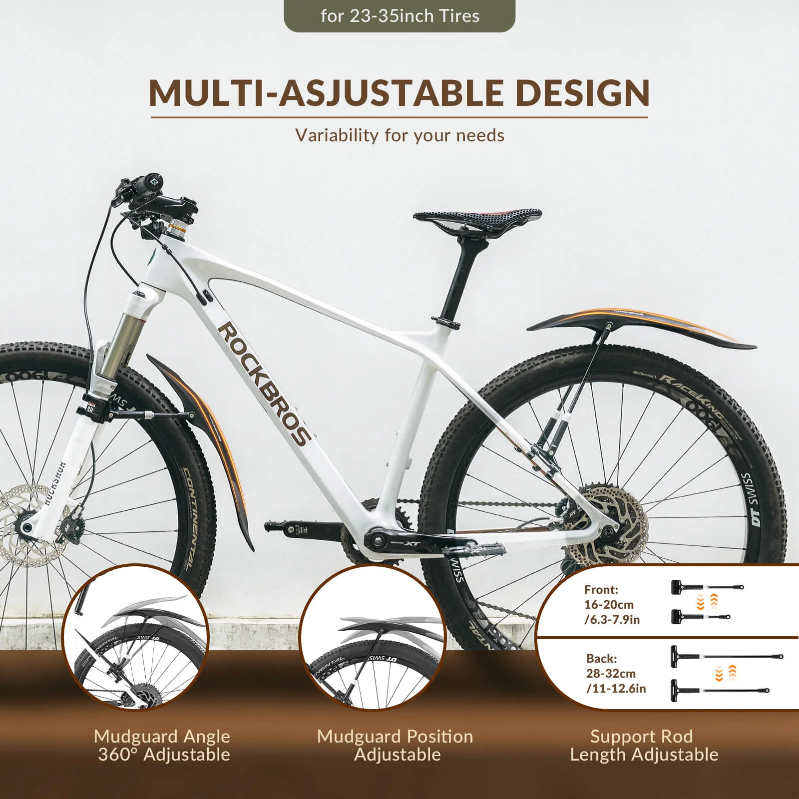 Durable Mudguards Set Adjustable Front & Rear Bike Fenders for 26-29 inch - Image 23