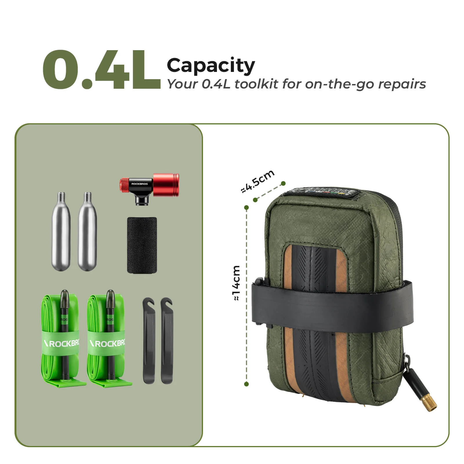 EcoMate Recycled Tire Bike Saddle Bag 0.4L - Image 2