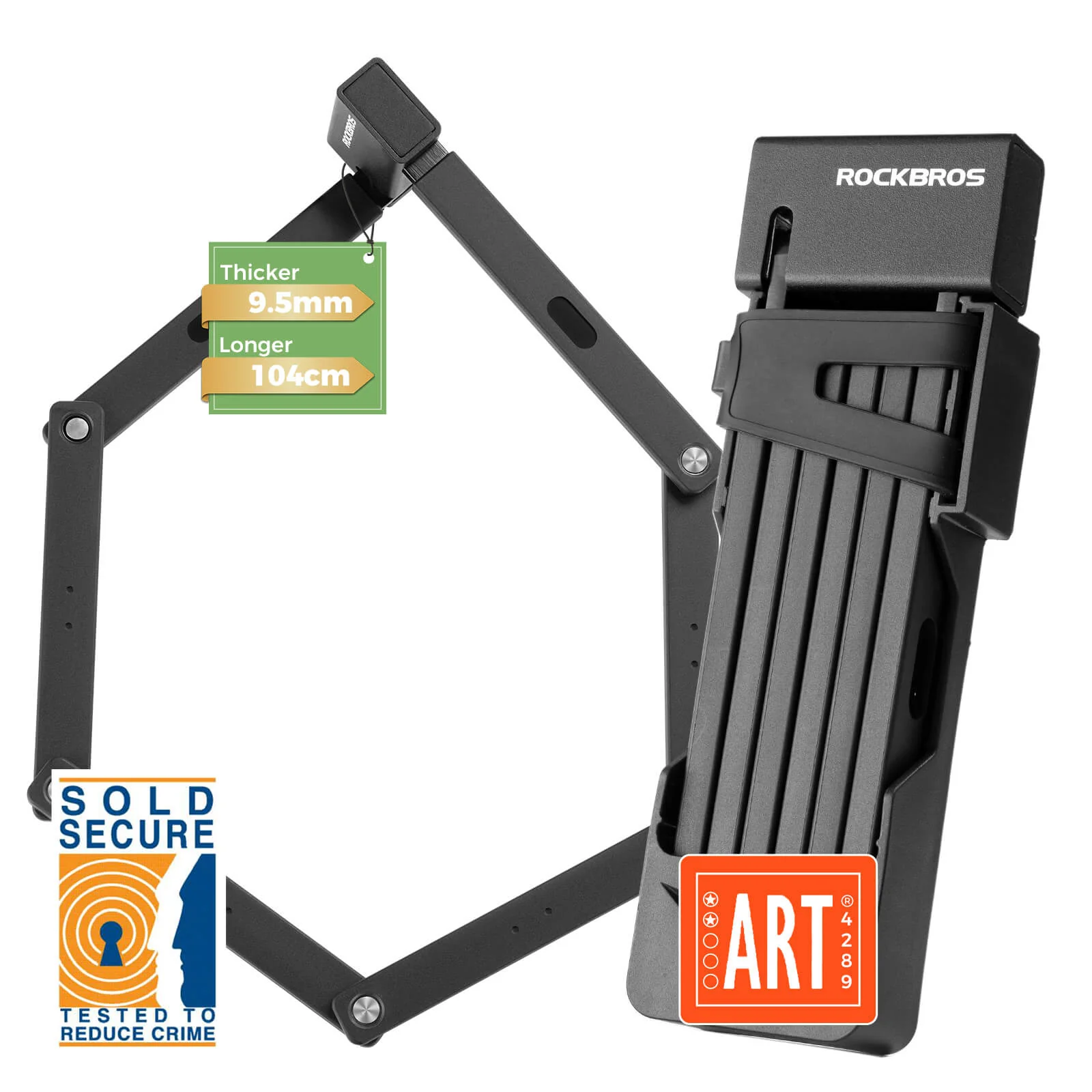 Extra-long 6-section folding bicycle lock ART 3 certified anti-theft - Image 2