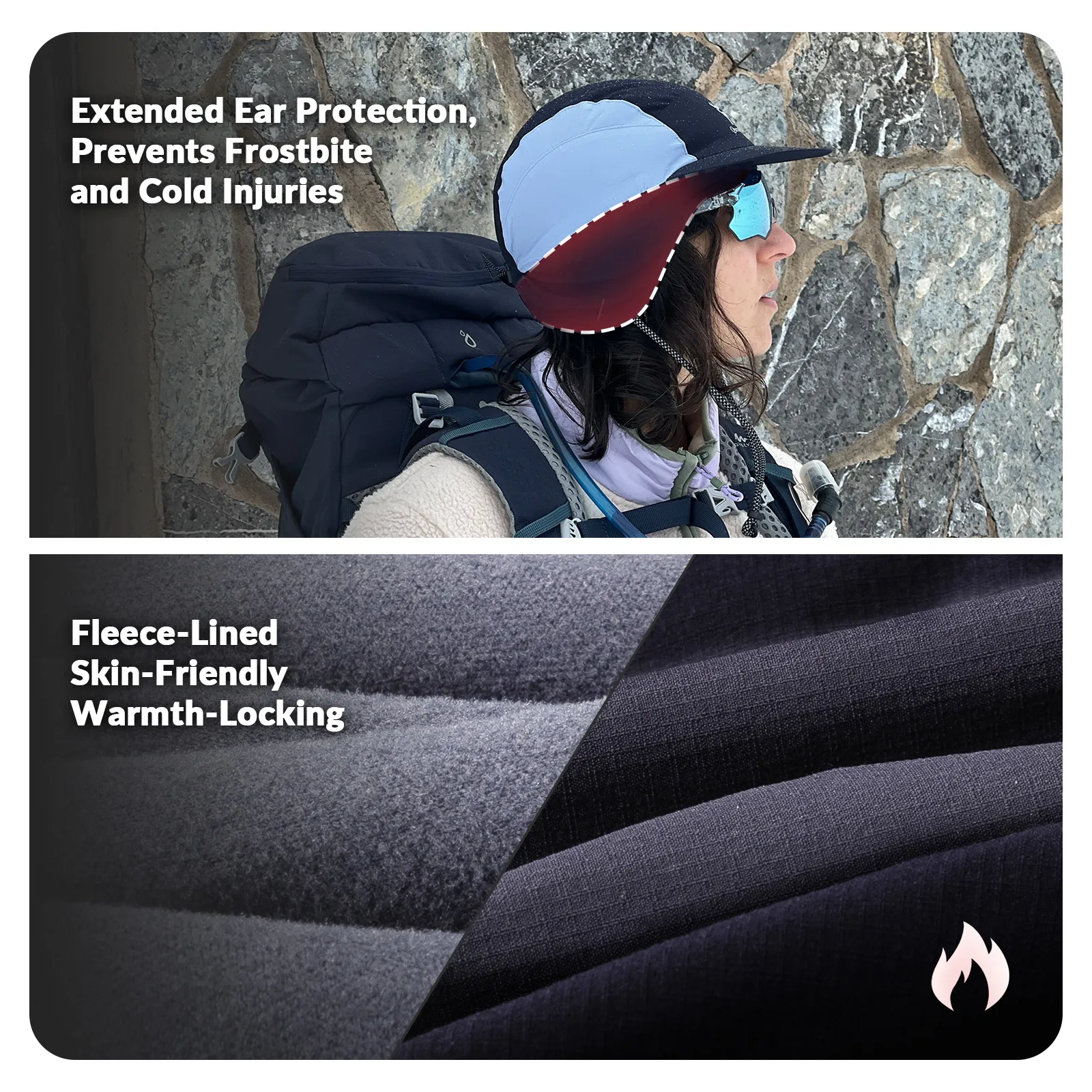 Fleece Winter Cap with Ear Flaps Windproof Warm Hat for Cycling - Image 4