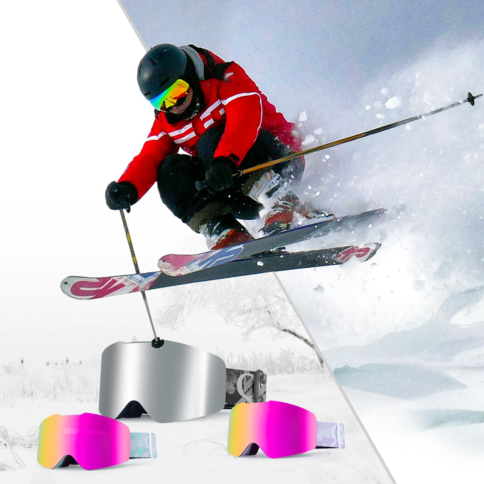 Frameless Wide Vision Ski Goggles Anti-Fog UV400 - Image 21