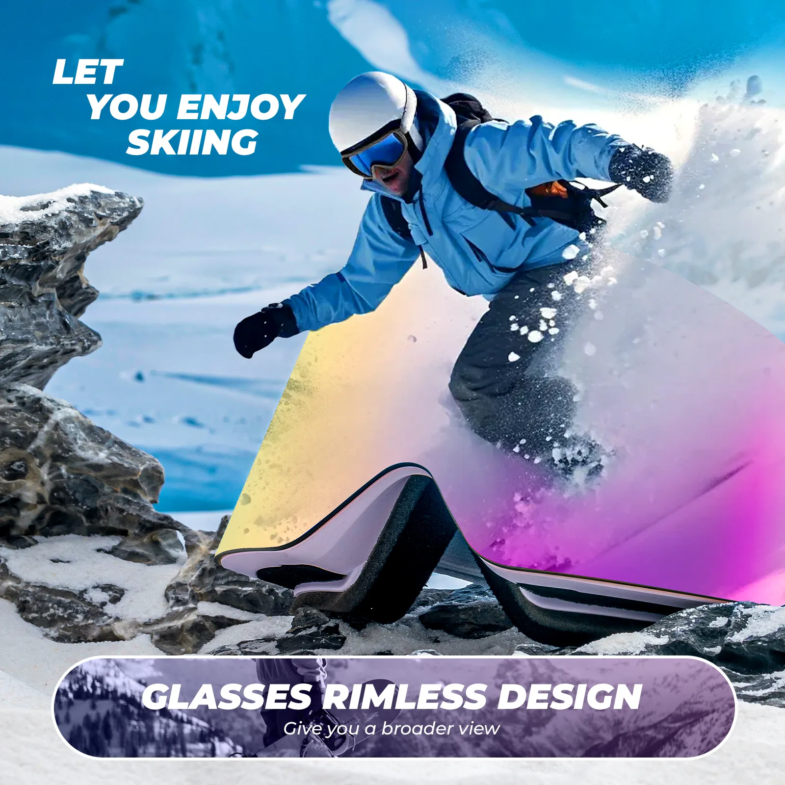Frameless Wide Vision Ski Goggles Anti-Fog UV400 - Image 5