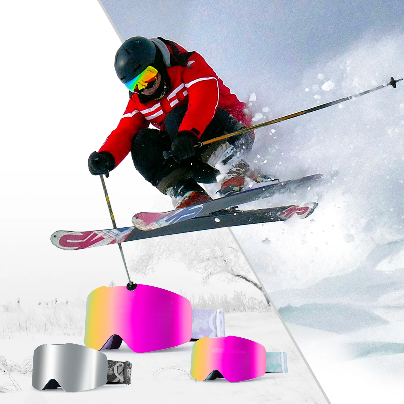 Frameless Wide Vision Ski Goggles Anti-Fog UV400 - Image 7