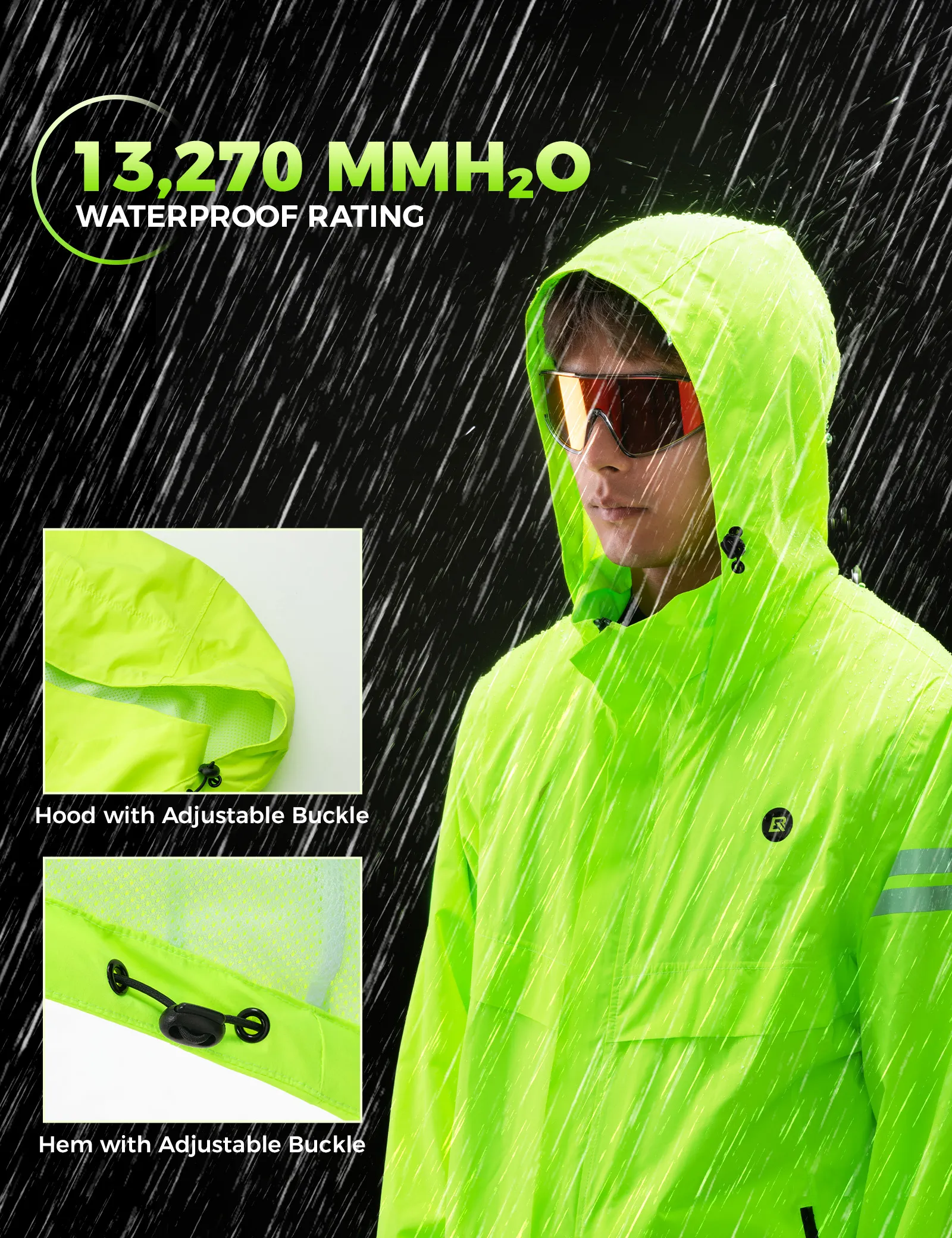 Fully Sealed Rainproof Cycling Jacket Hi-Vis Yellow - Image 2