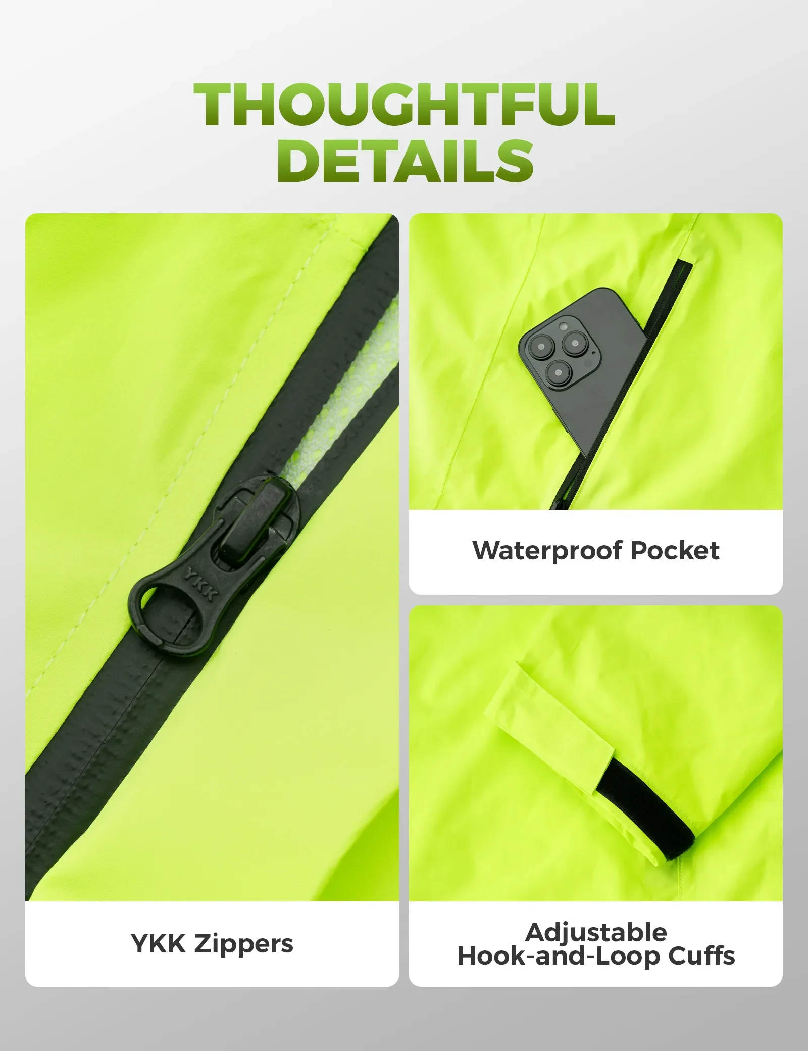 Fully Sealed Rainproof Cycling Jacket Hi-Vis Yellow - Image 3