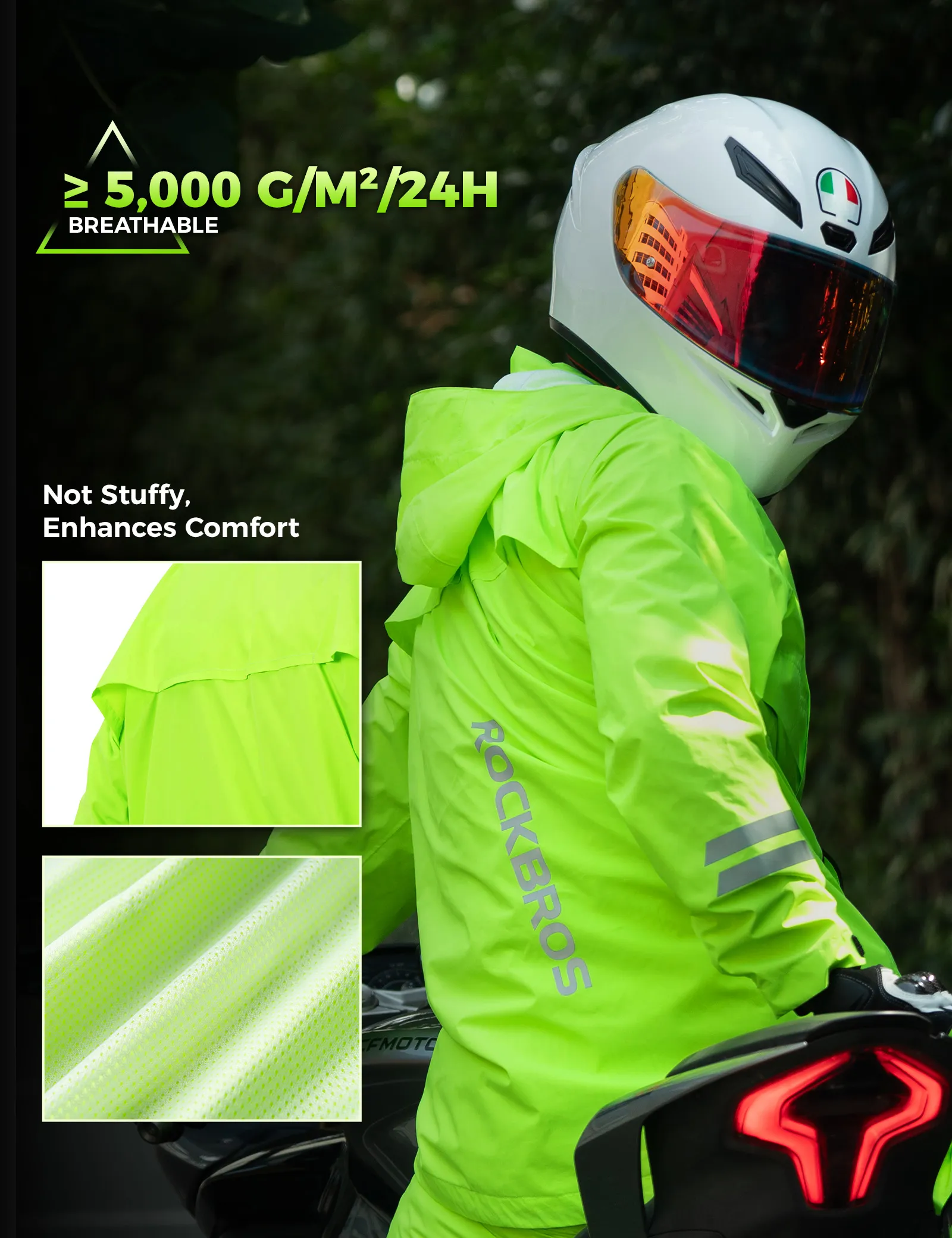 Fully Sealed Rainproof Cycling Jacket Hi-Vis Yellow - Image 5