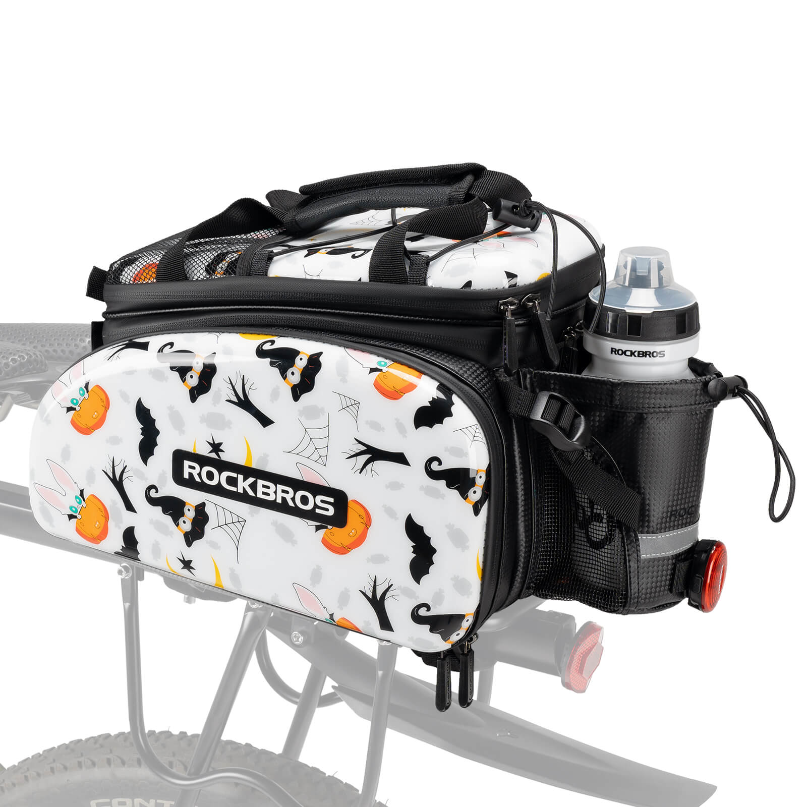 Halloween Bicycle Rear Rack Bag with Water Bottle Pocket