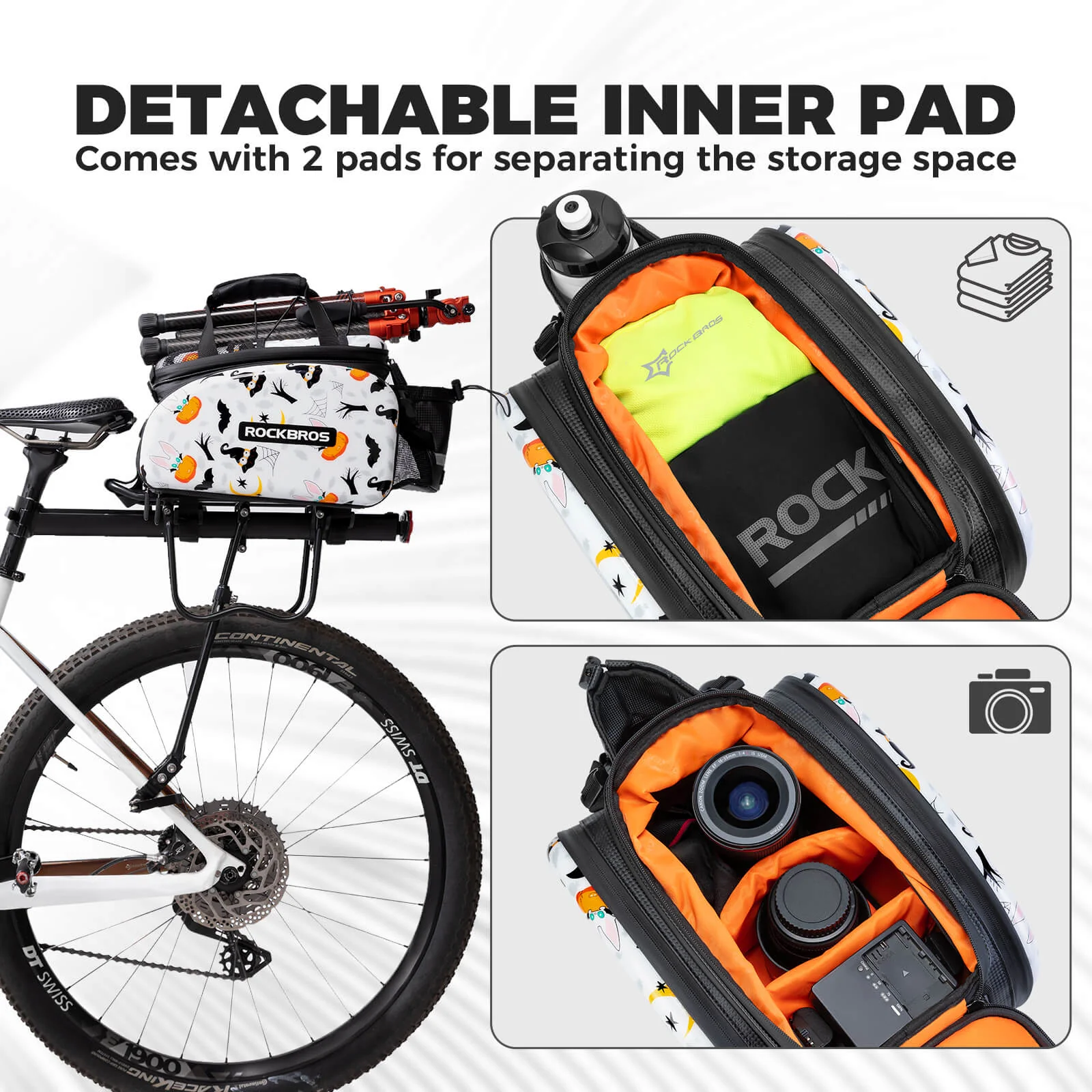 Halloween Bicycle Rear Rack Bag with Water Bottle Pocket - Image 3